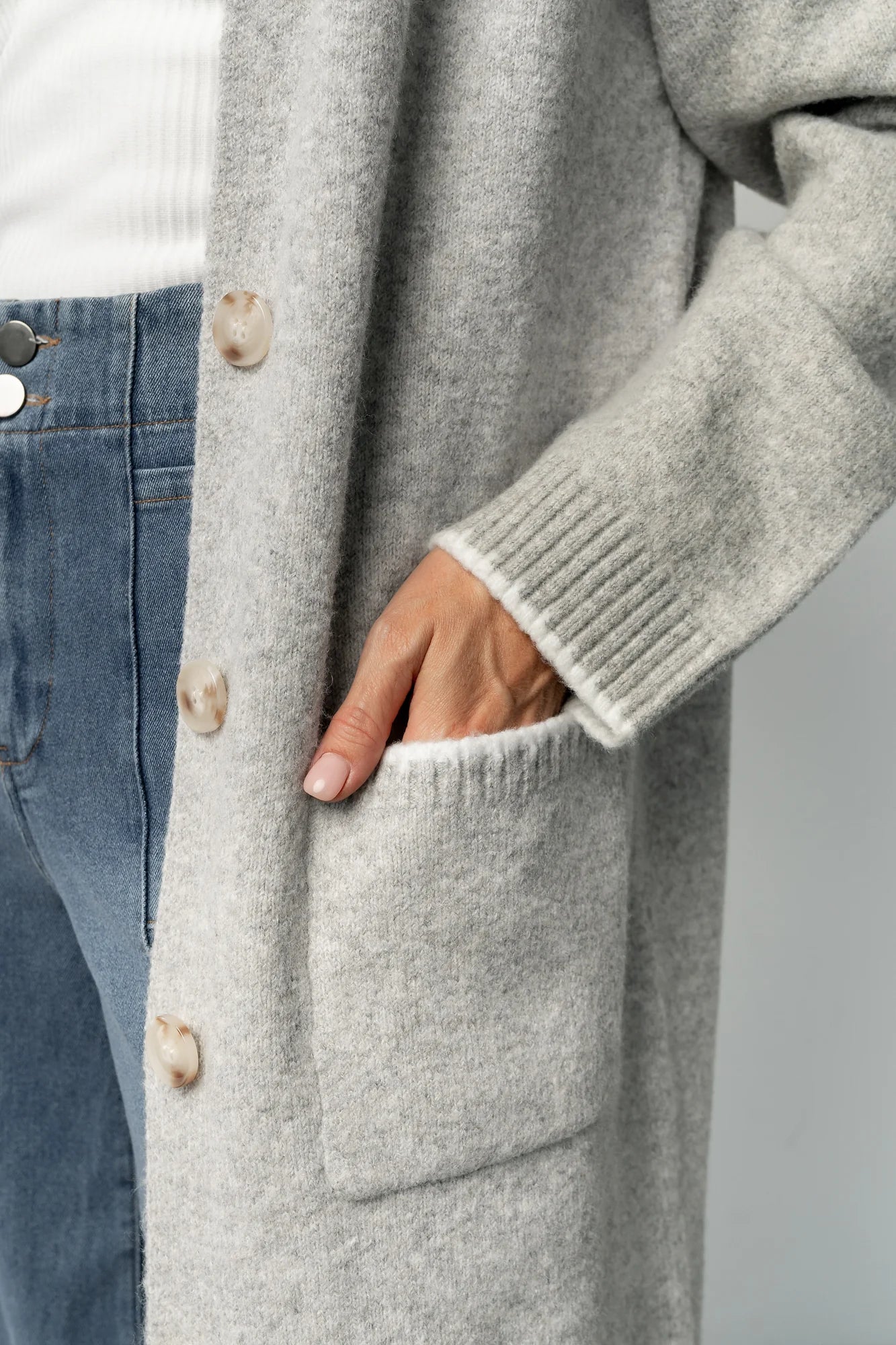 Senna Longline Cardigan | Light Gray