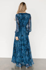Olivia Maxi Dress | Deep Blue Floral