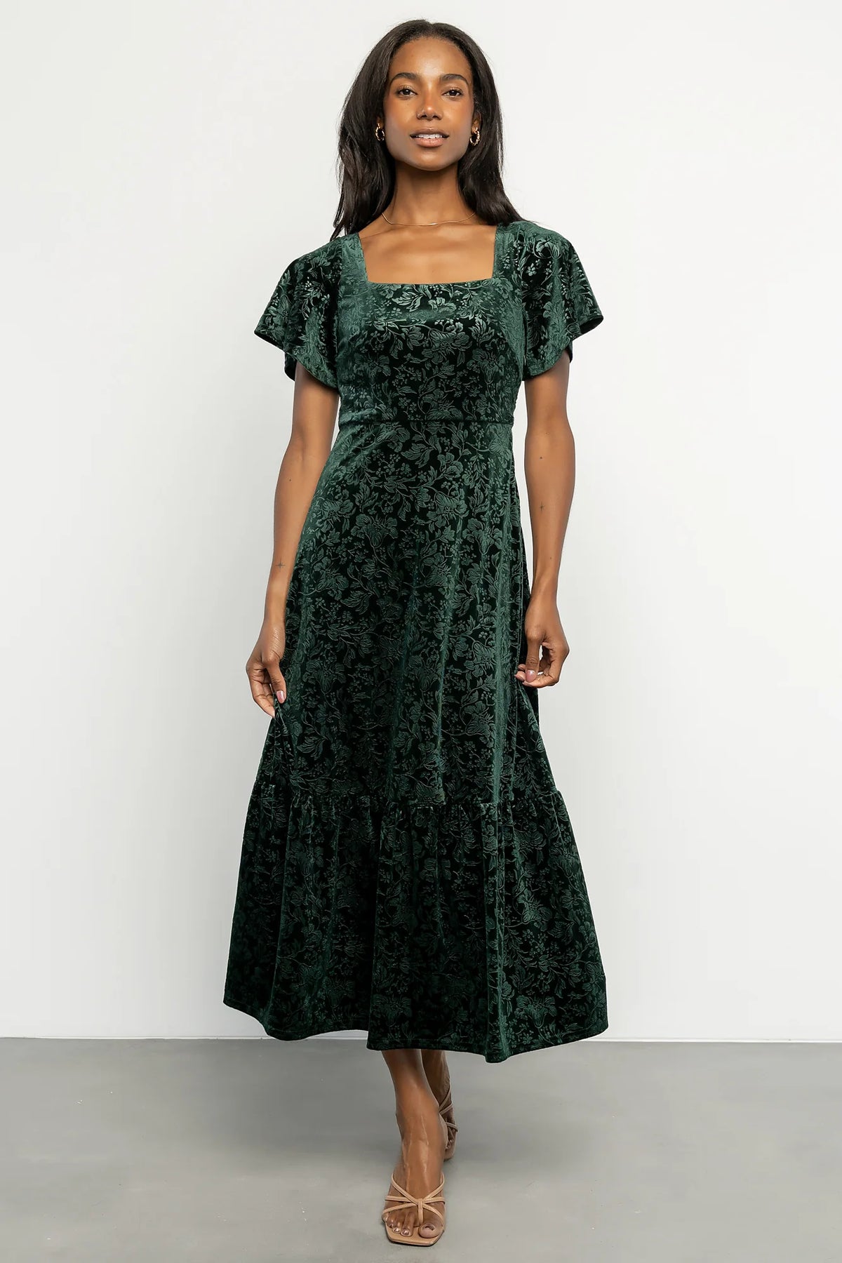 Eirene Velvet Dress | Emerald