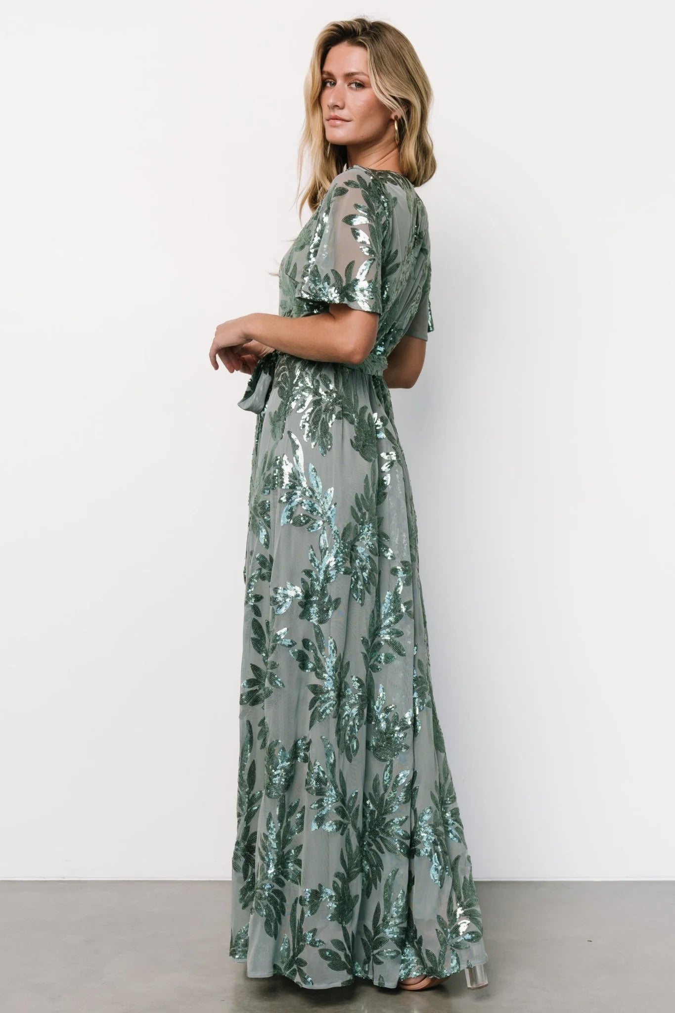 Muse Sequin Maxi Dress | Eucalyptus