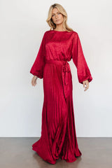 Marva Pleated Maxi Dress | Wine