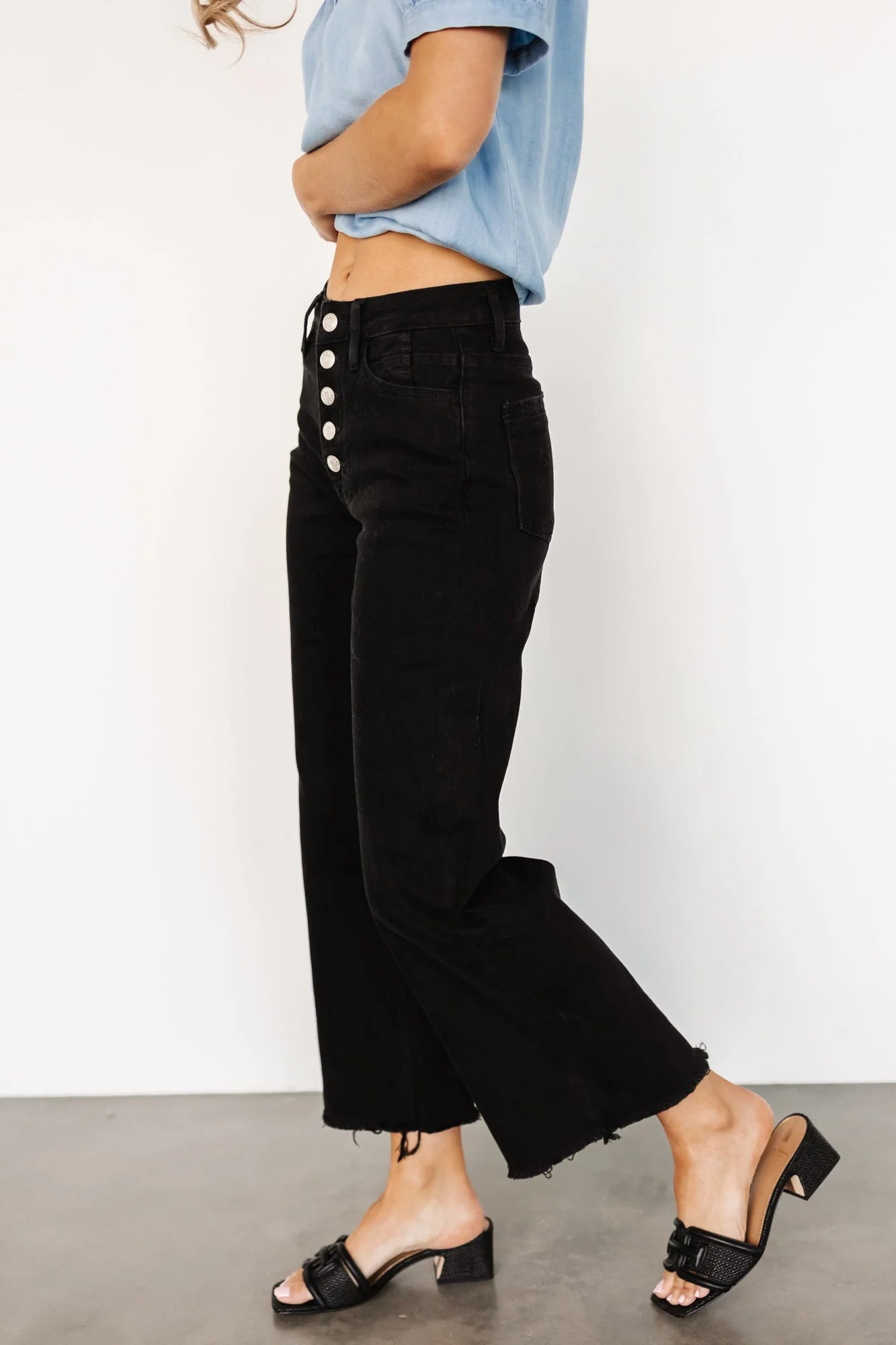Georgie High Rise Wide Leg Jeans | Black