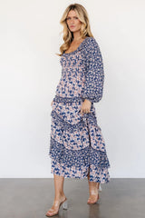Dynah Tiered Dress | Blue + Cream Floral