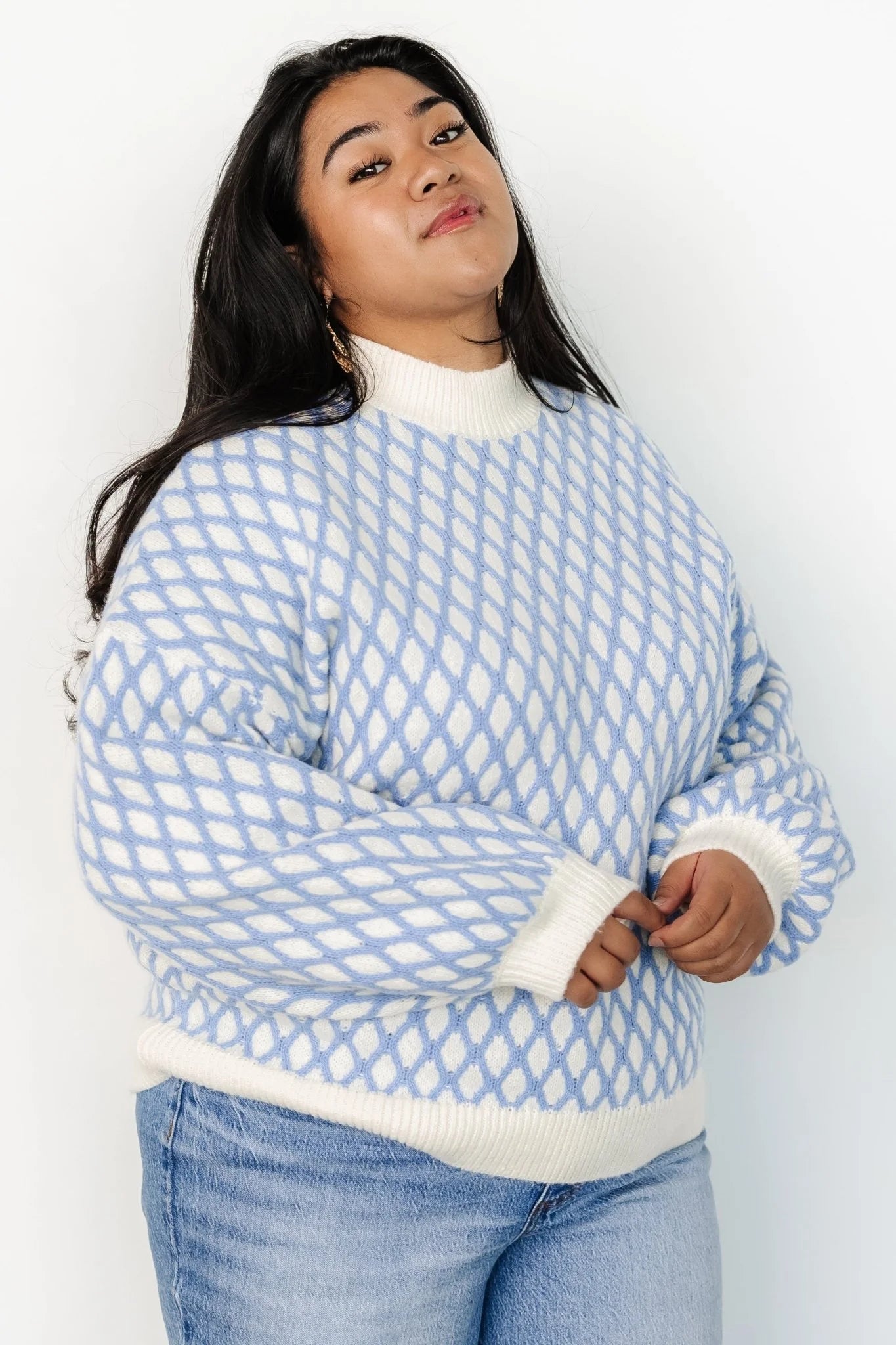 Hendrix Diamond Knit Sweater | Blue