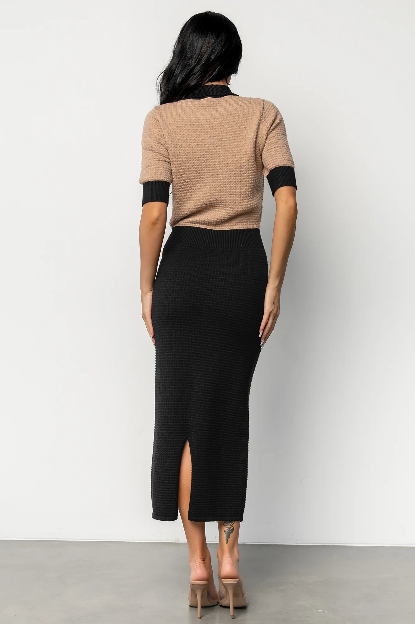 Gwendolyn Collared Midi Dress | Black + Mocha