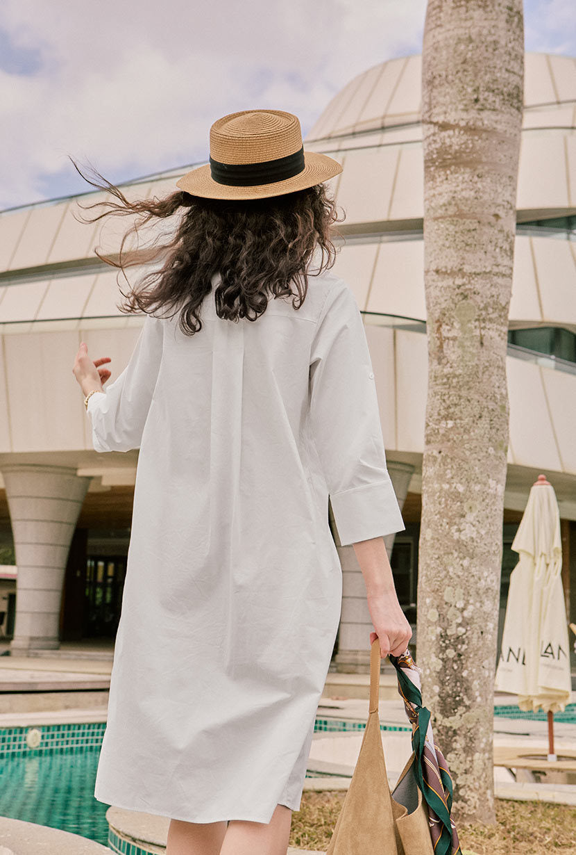 Miles Cotton Midi Dress - White