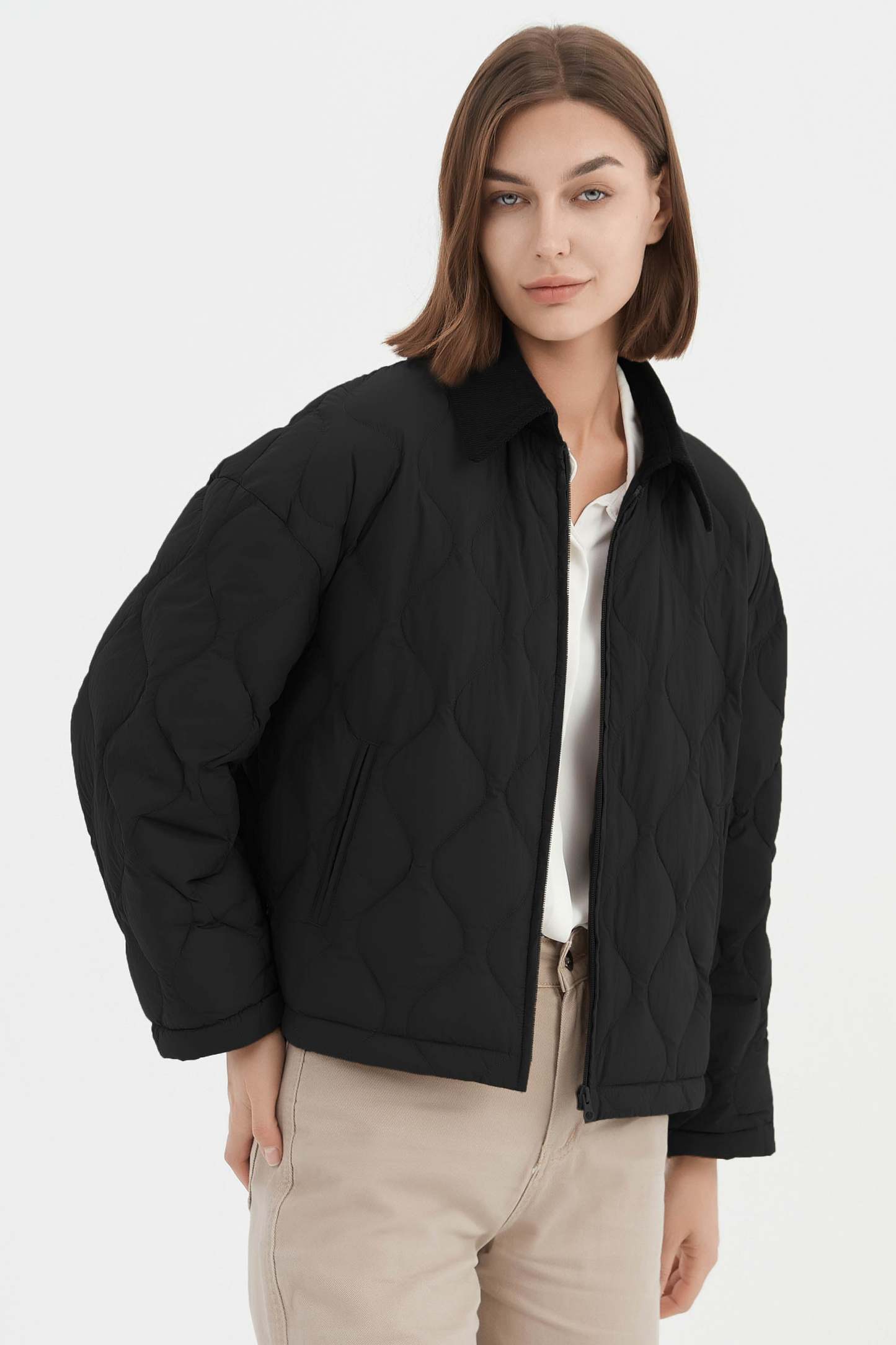 Lightweight Cropped Down Puffer Jacket