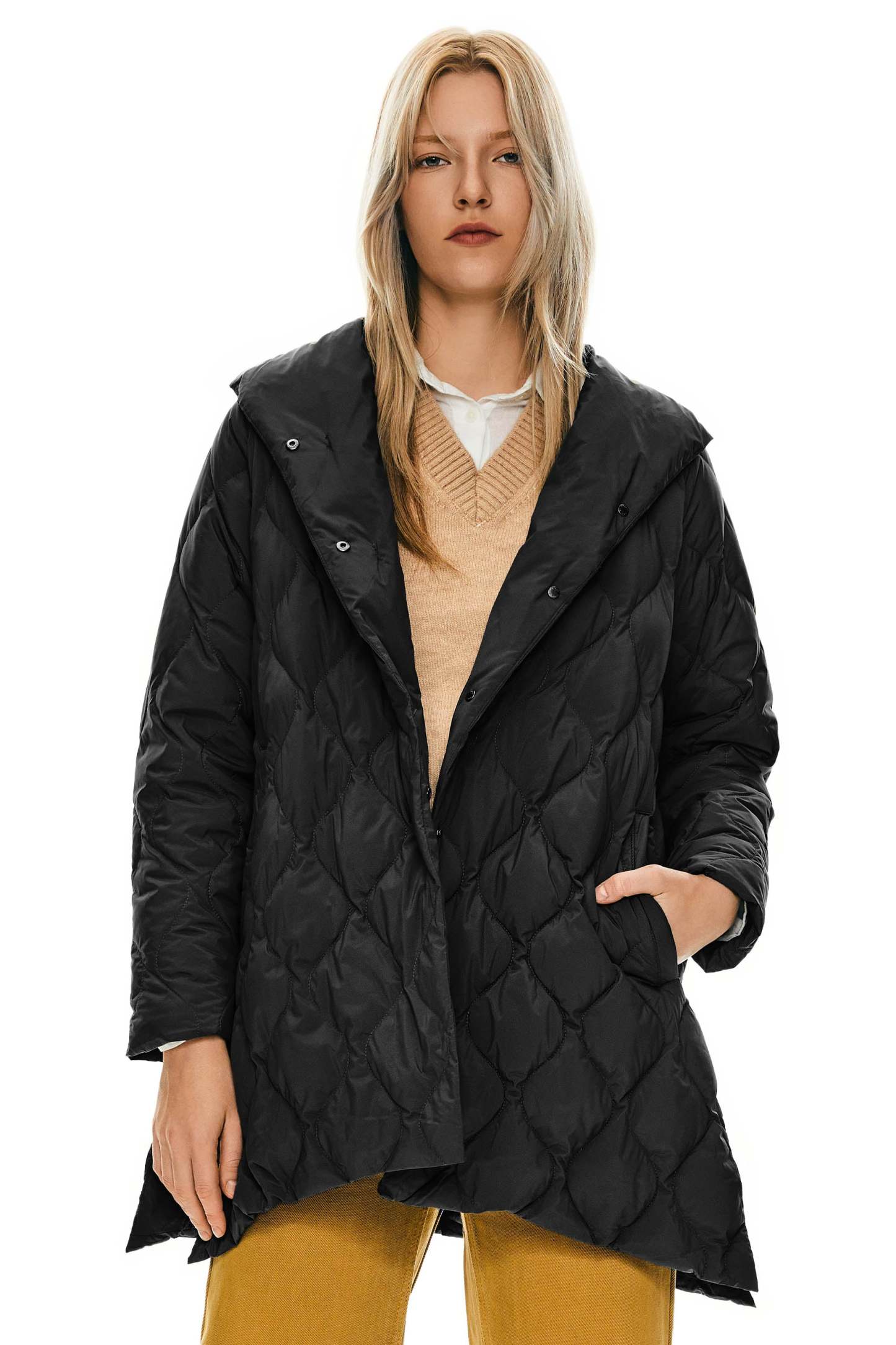 Oversized Quilted Puffer Jacket Lightweight with Pockets