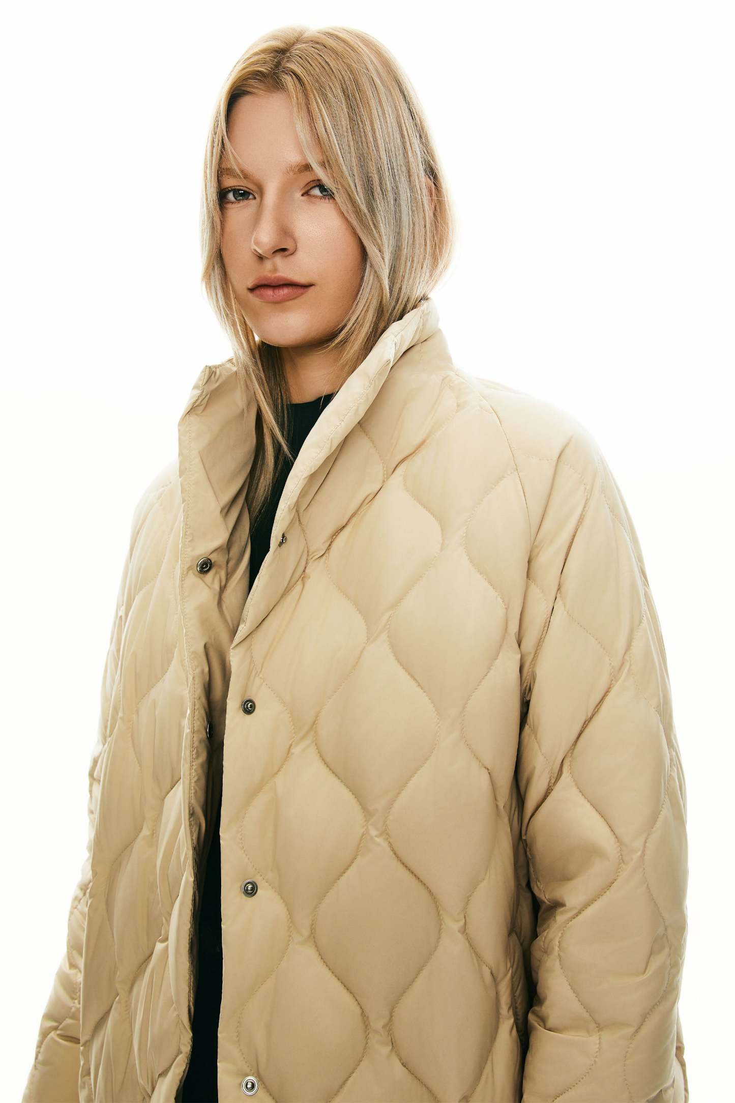 Oversized Quilted Puffer Jacket Lightweight with Pockets