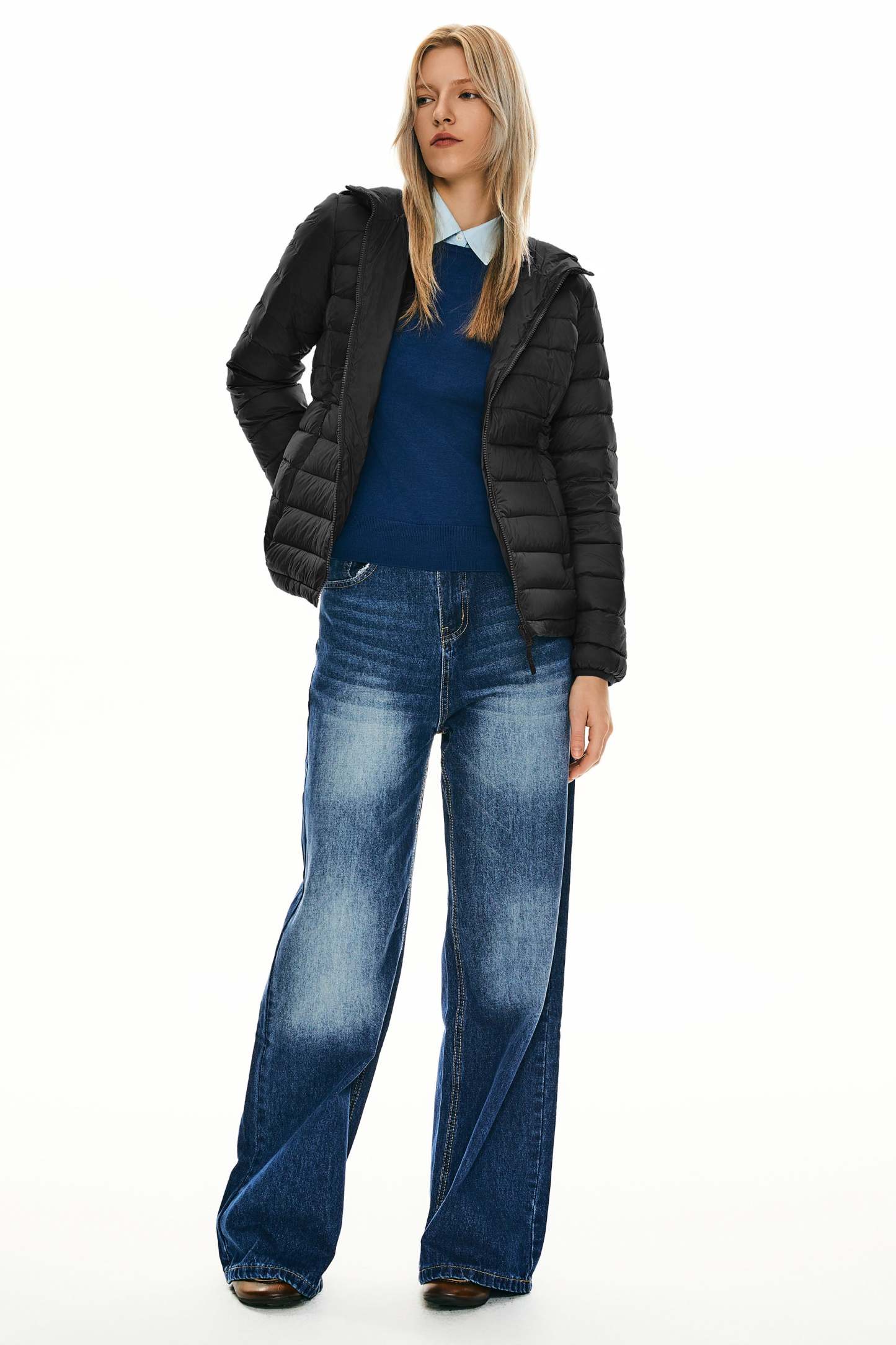 Lightweight Packable Down Jacket with Stand Collar with hood