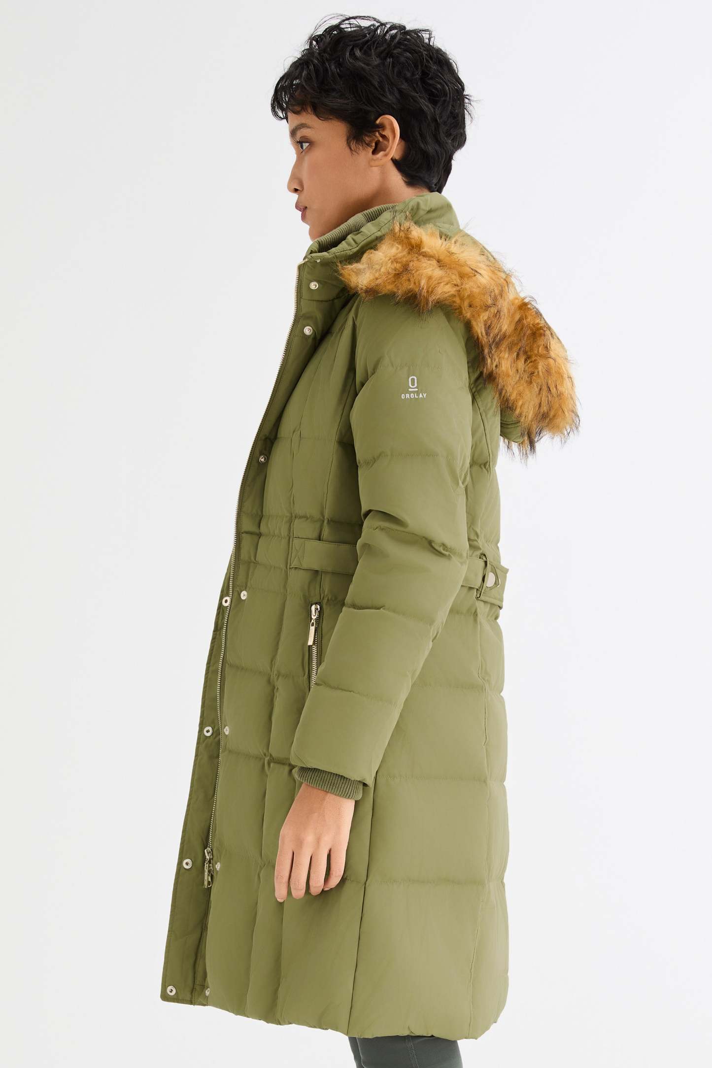 Long Faux Fur Hooded Down Coat