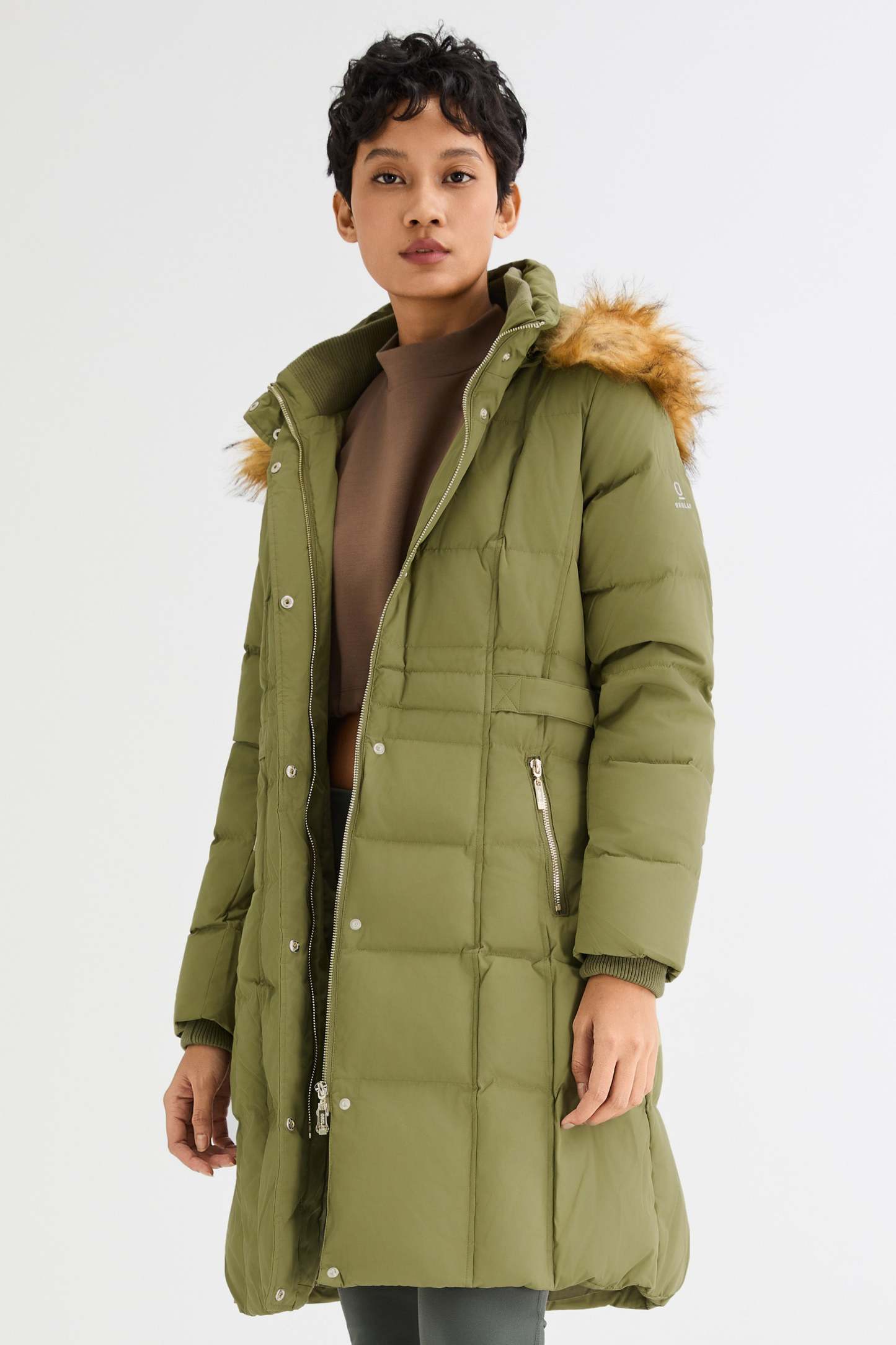 Long Faux Fur Hooded Down Coat