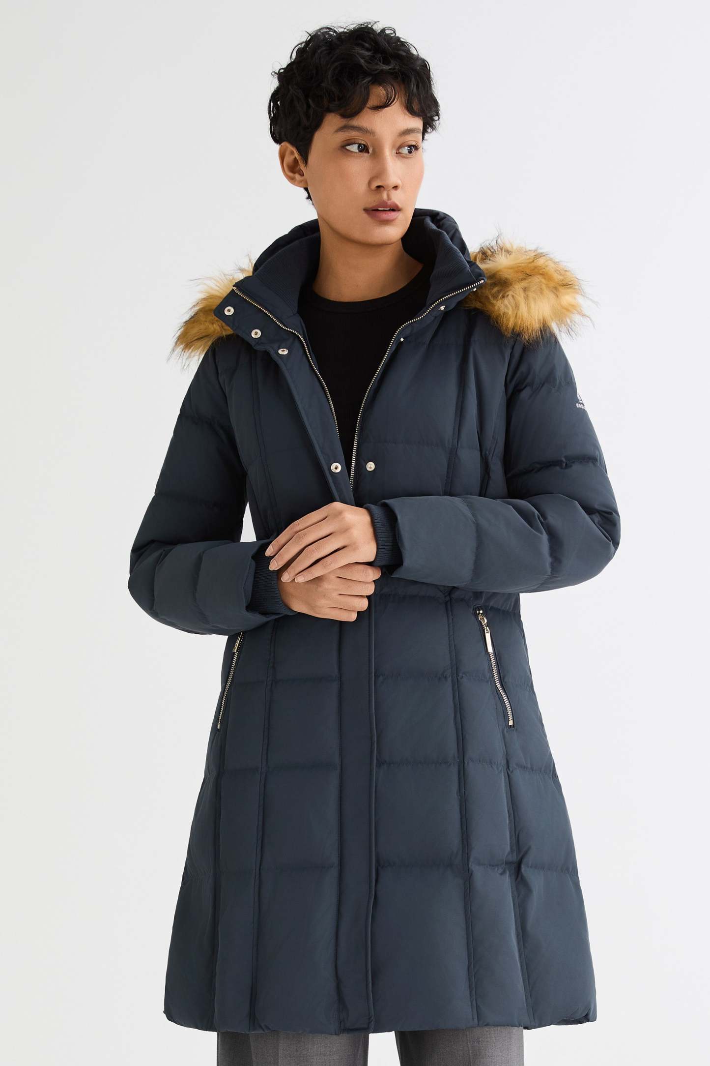 Long Faux Fur Hooded Down Coat