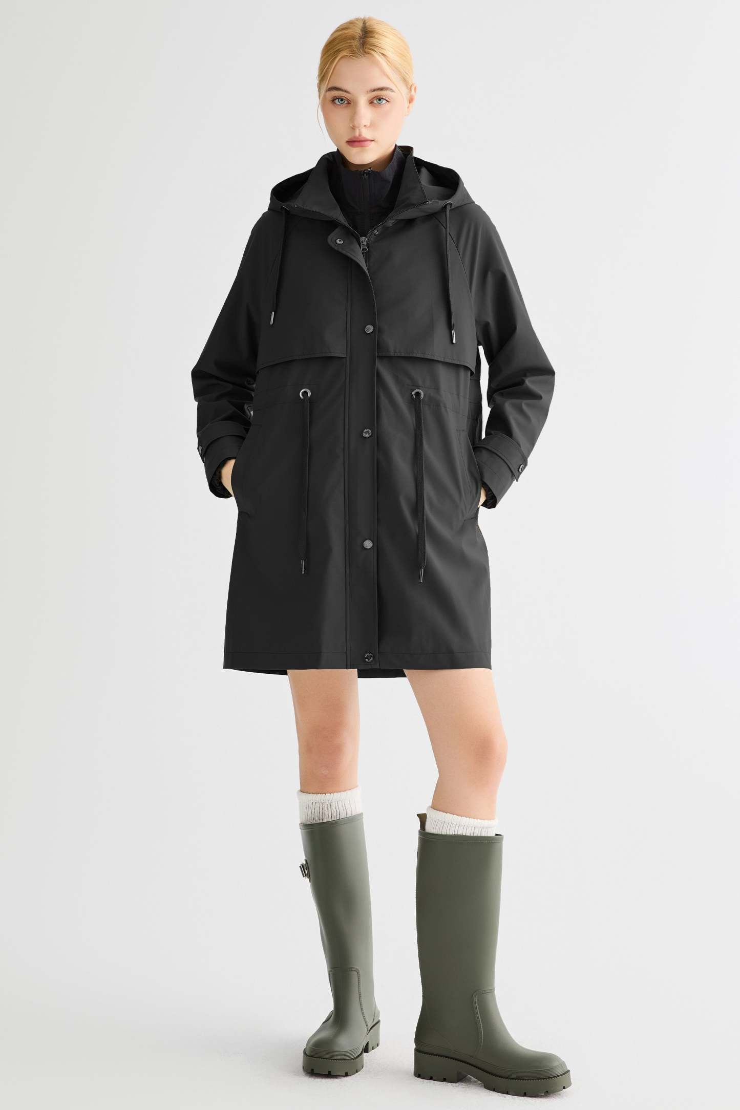 Long Hooded Windbreaker