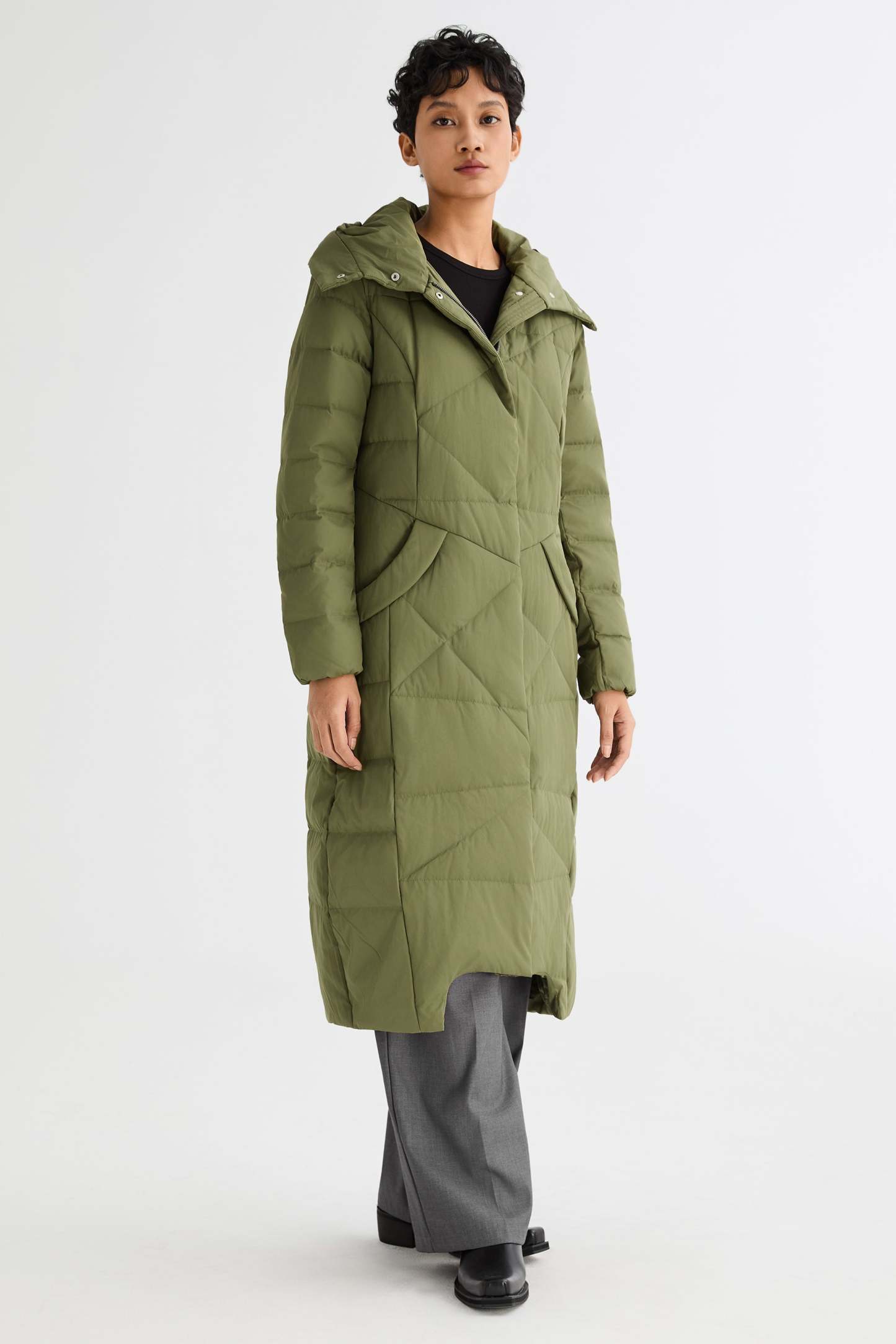 Long Maxi Down Coat with Hood