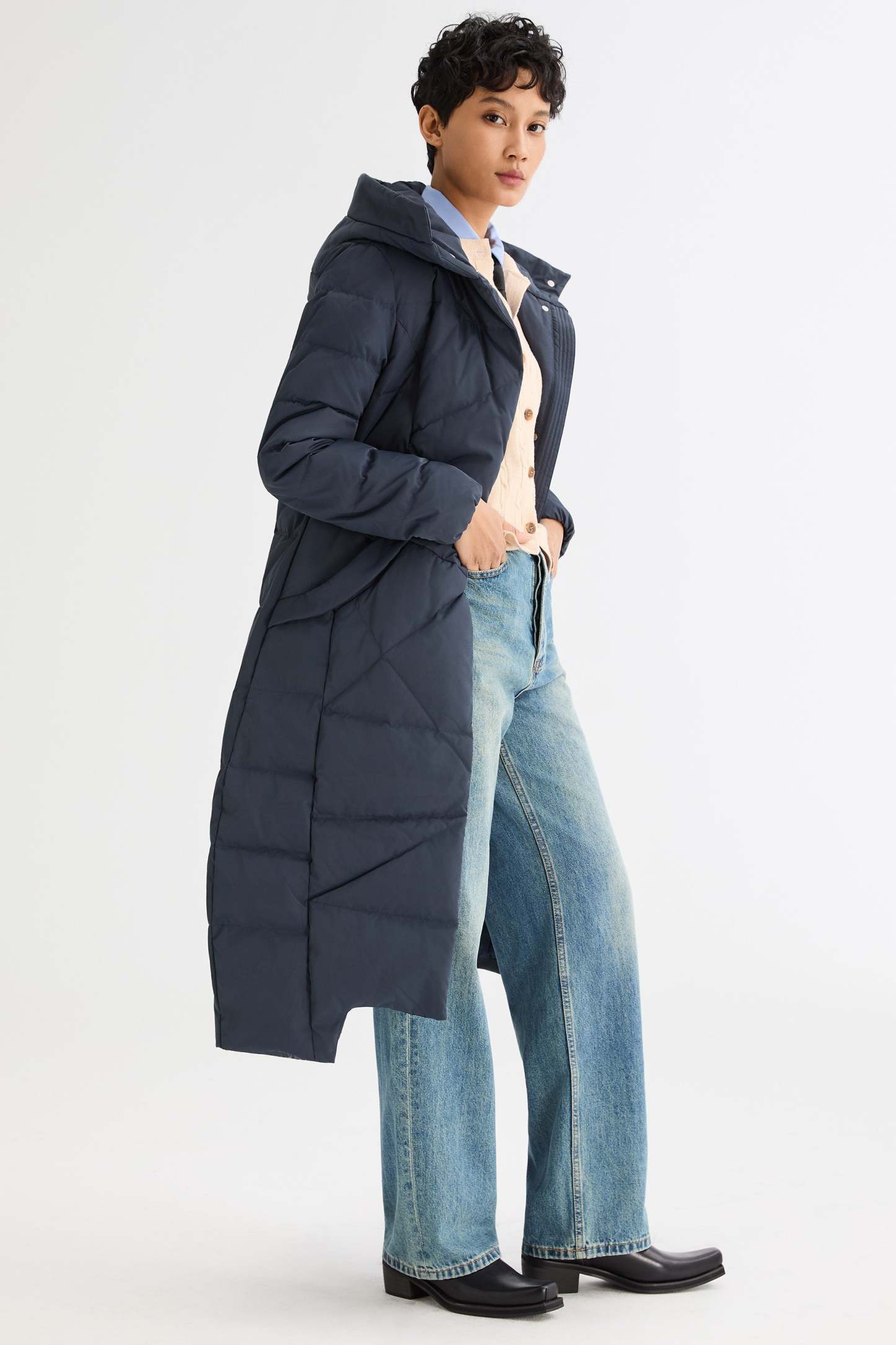 Long Maxi Down Coat with Hood