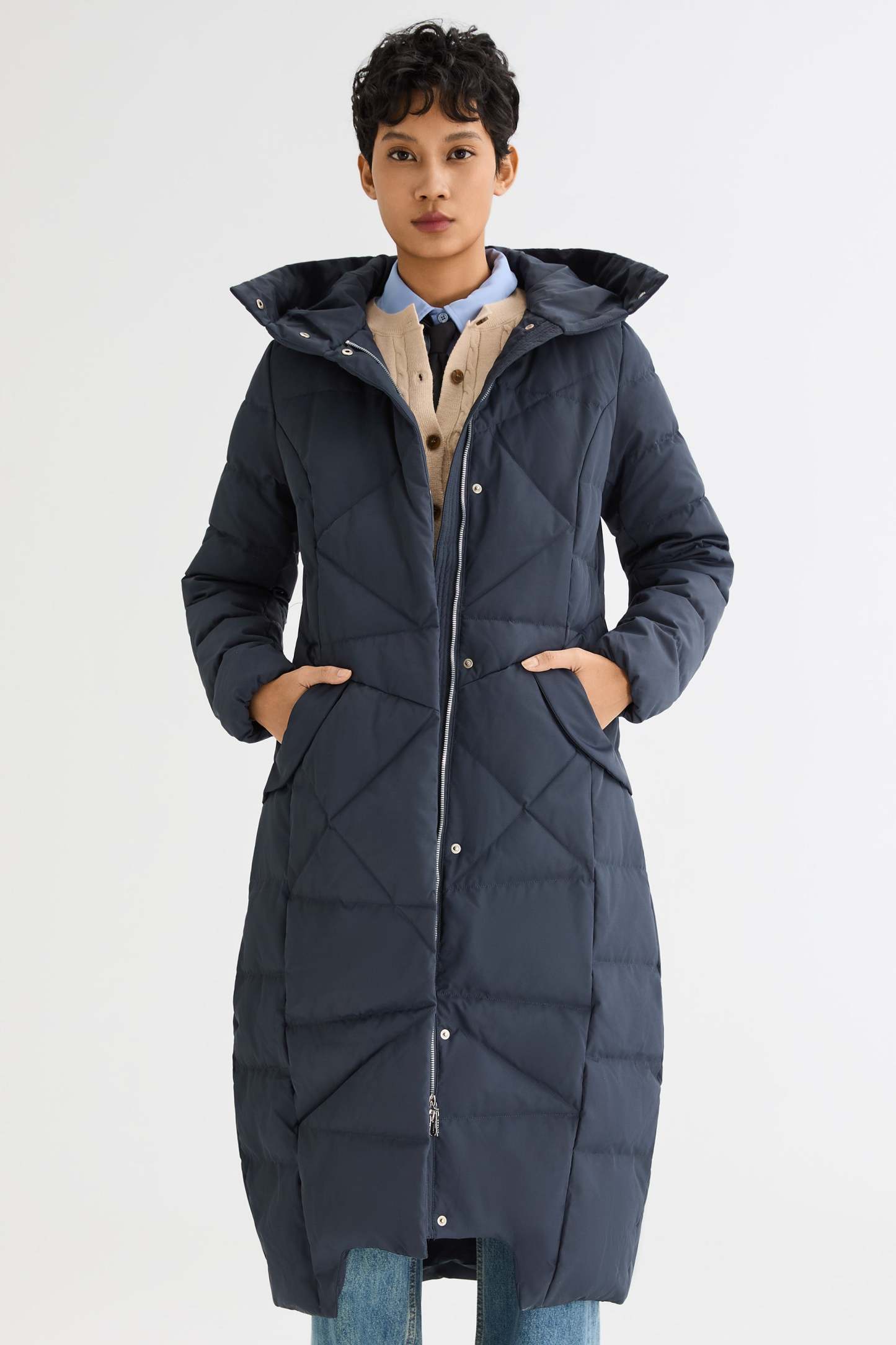 Long Maxi Down Coat with Hood