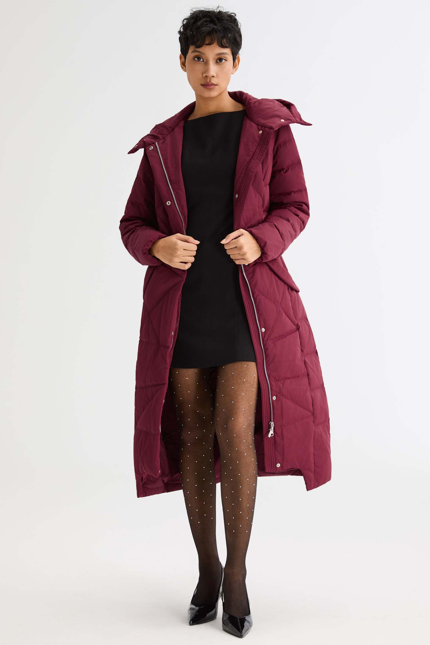 Long Maxi Down Coat with Hood