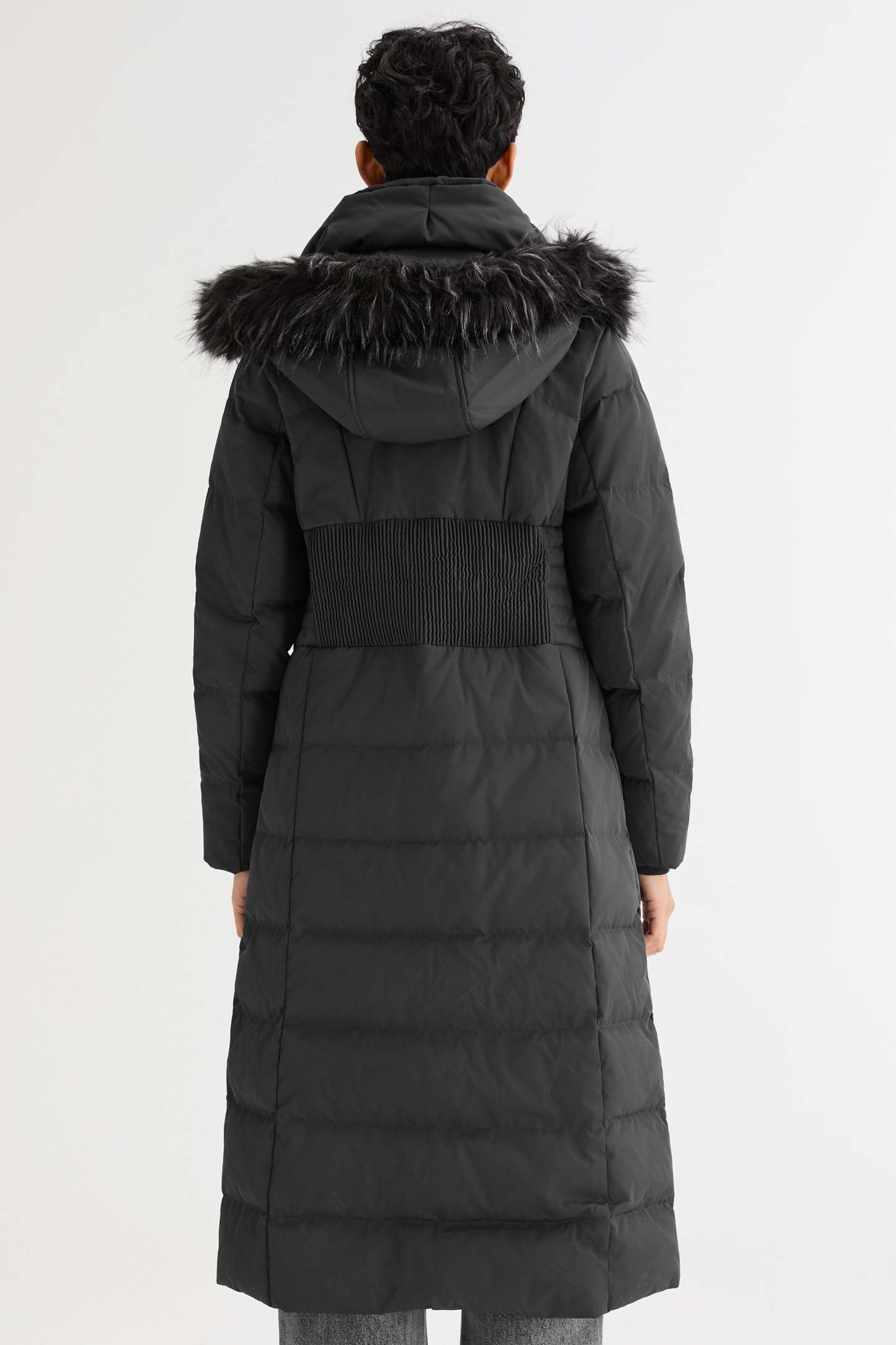 Long Puffer Down Coat with Hood Fur
