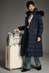 Long Puffer Down Coat with Hood Fur