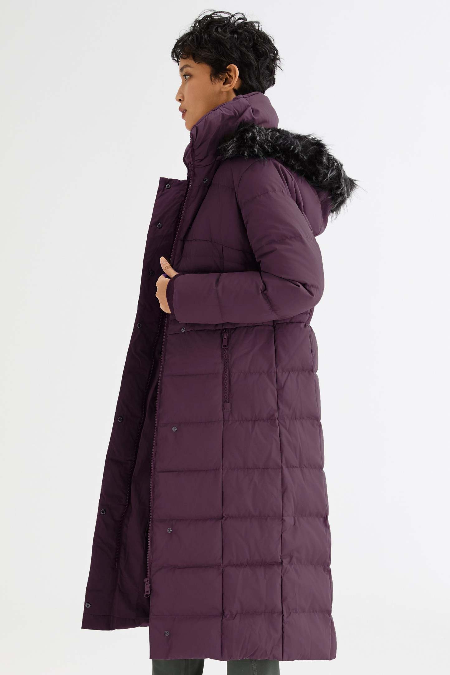 Long Puffer Down Coat with Hood Fur