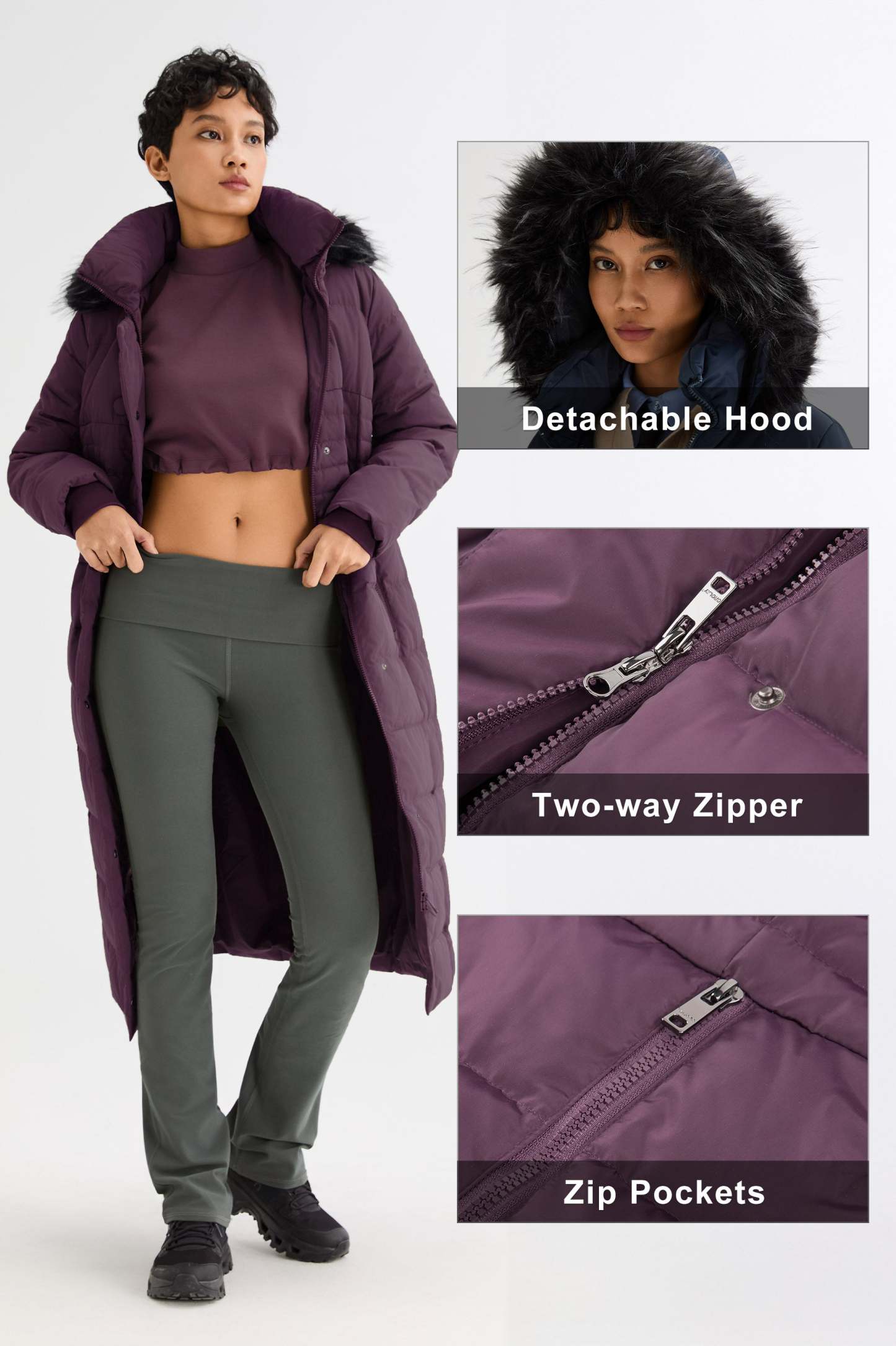 Long Puffer Down Coat with Hood Fur