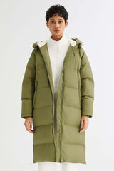 Long Puffer Down Jacket with Hem Slit