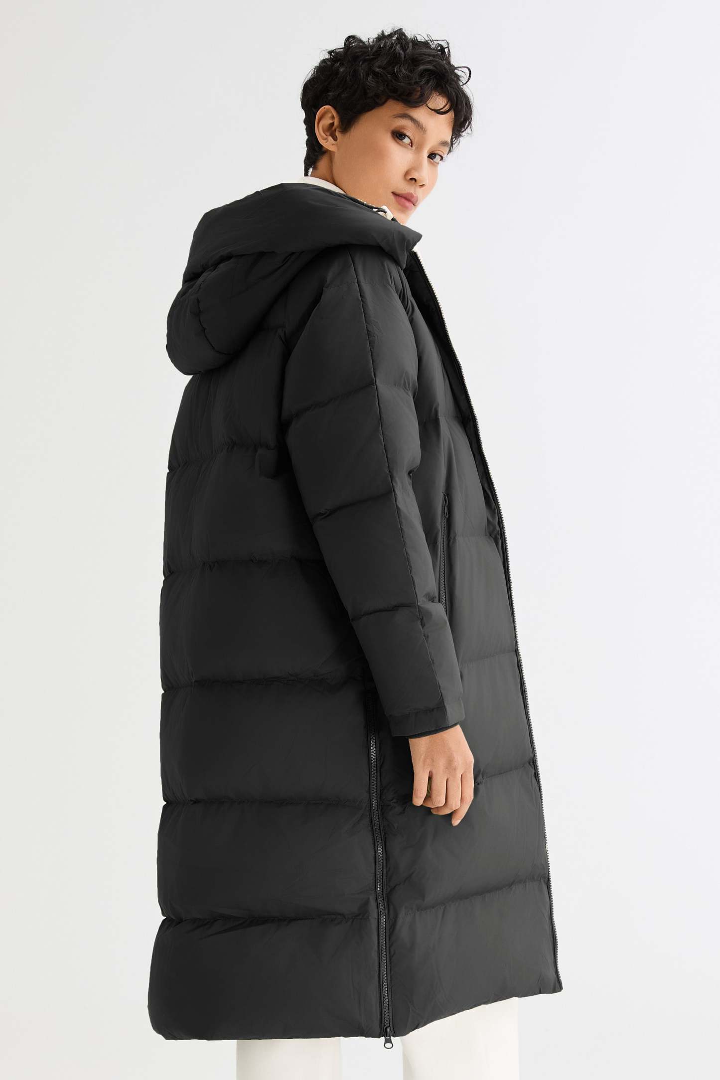 Long Puffer Down Jacket with Hem Slit
