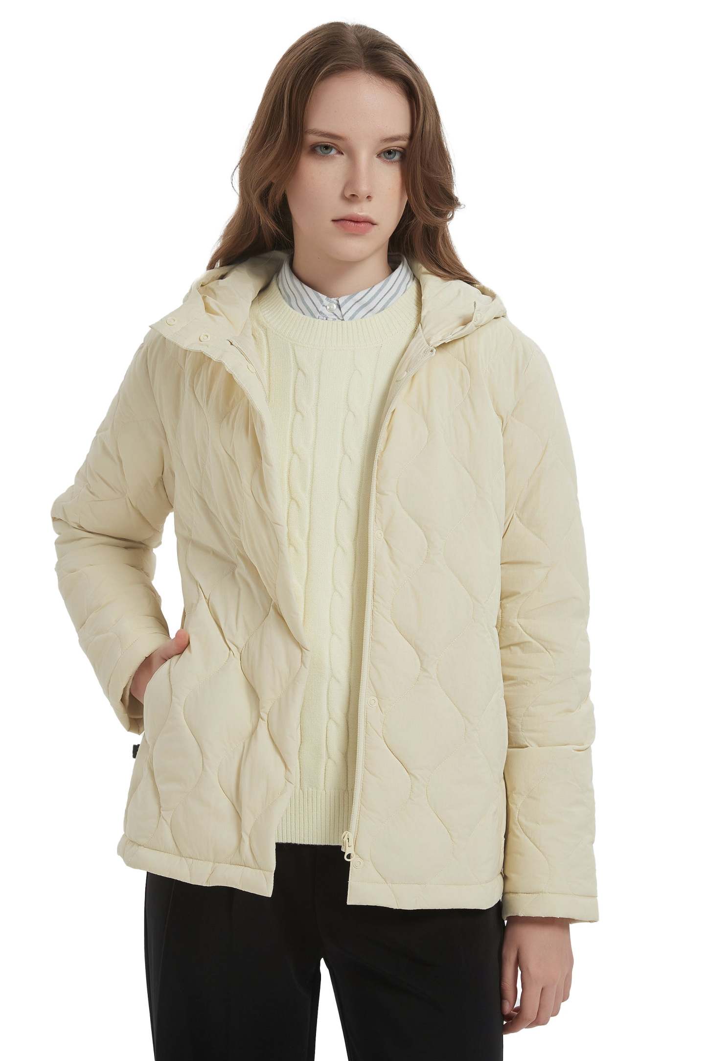 Quilted Down Jacket Lightweight Hooded