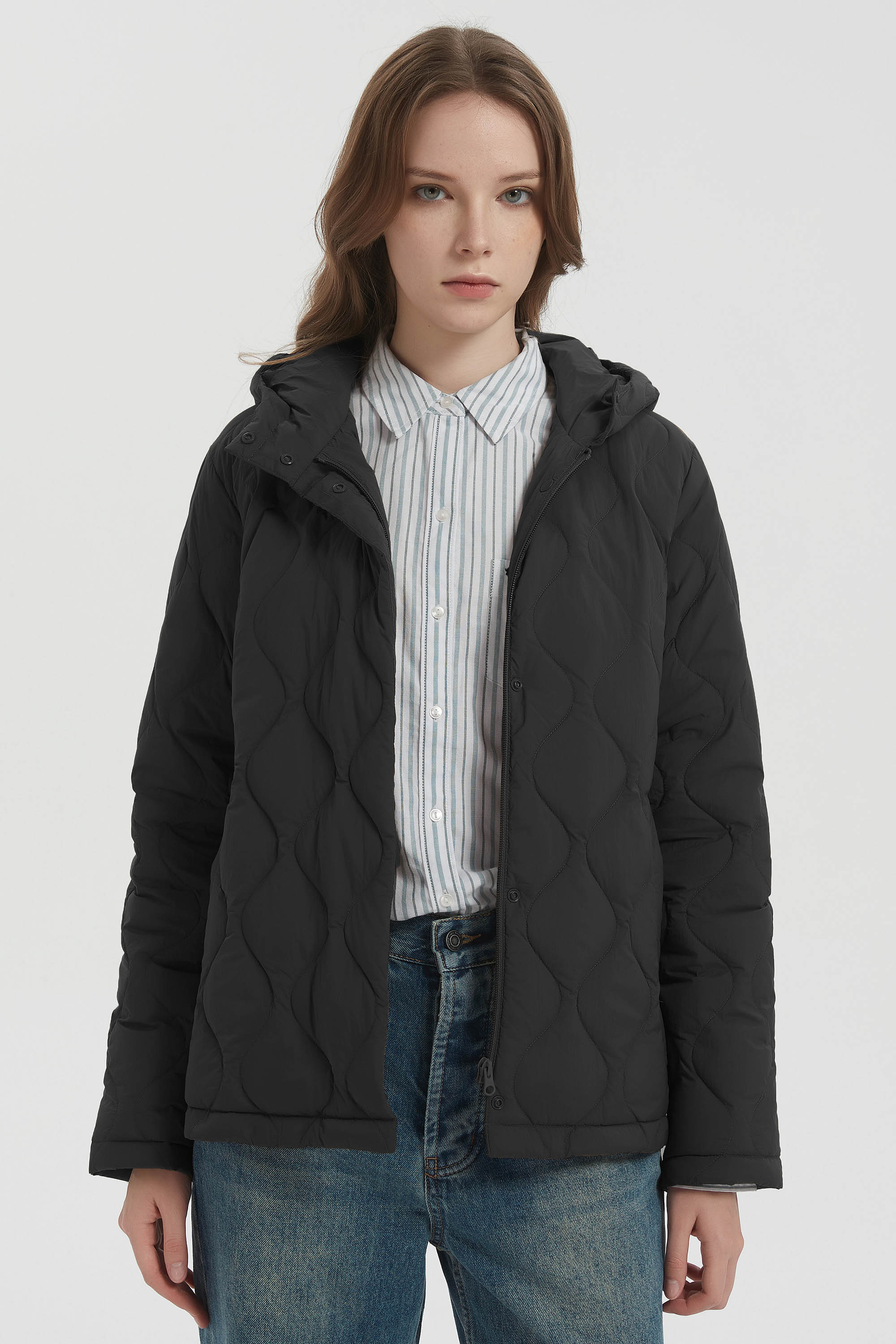 Quilted Down Jacket Lightweight Hooded