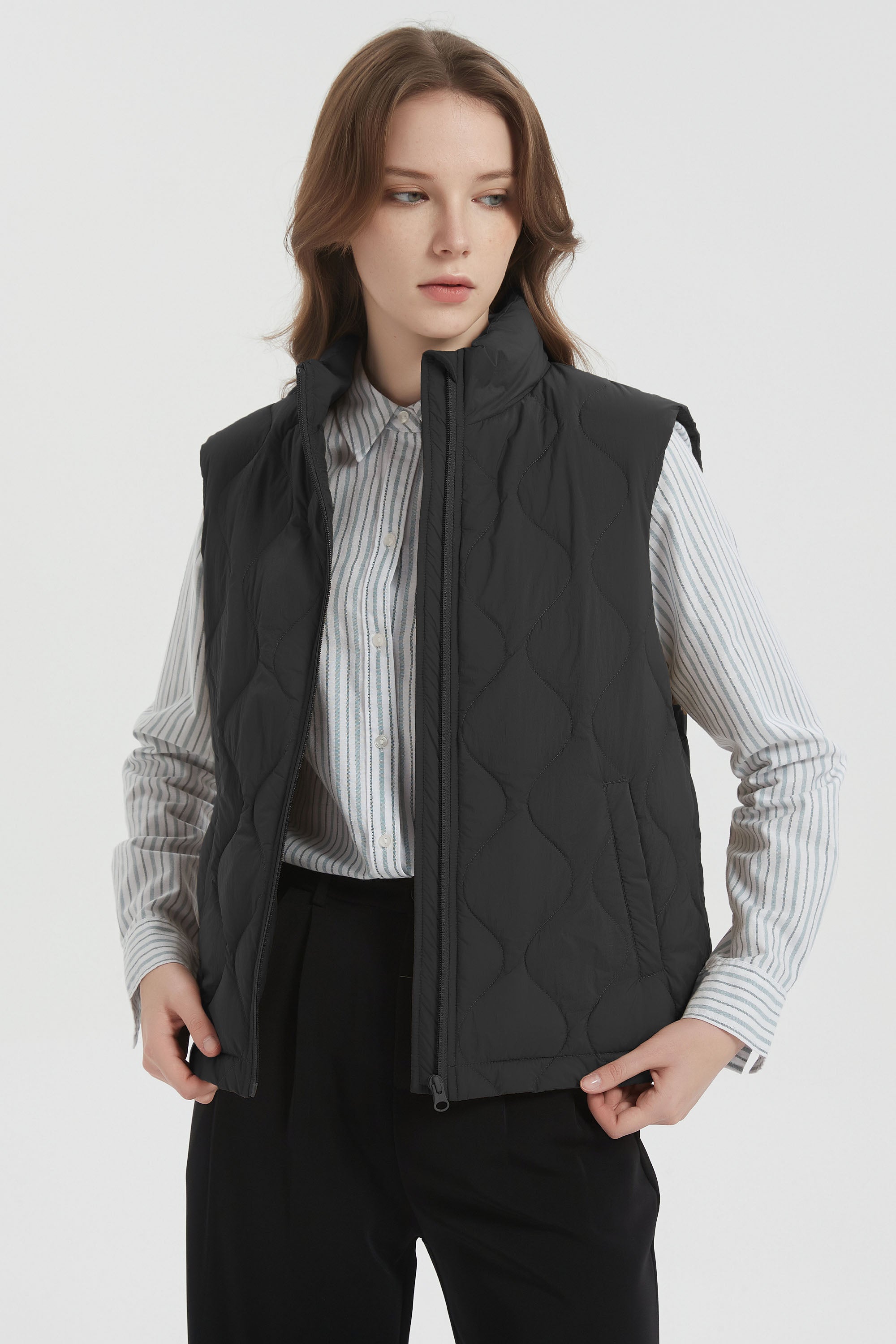 Cropped Down Puffer Vest Zip Up Lightweight