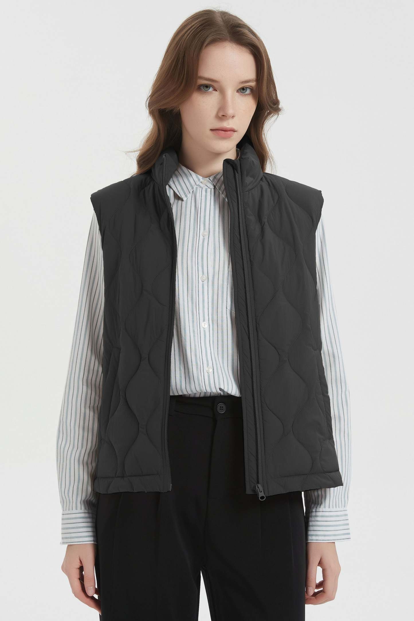 Cropped Down Puffer Vest Zip Up Lightweight