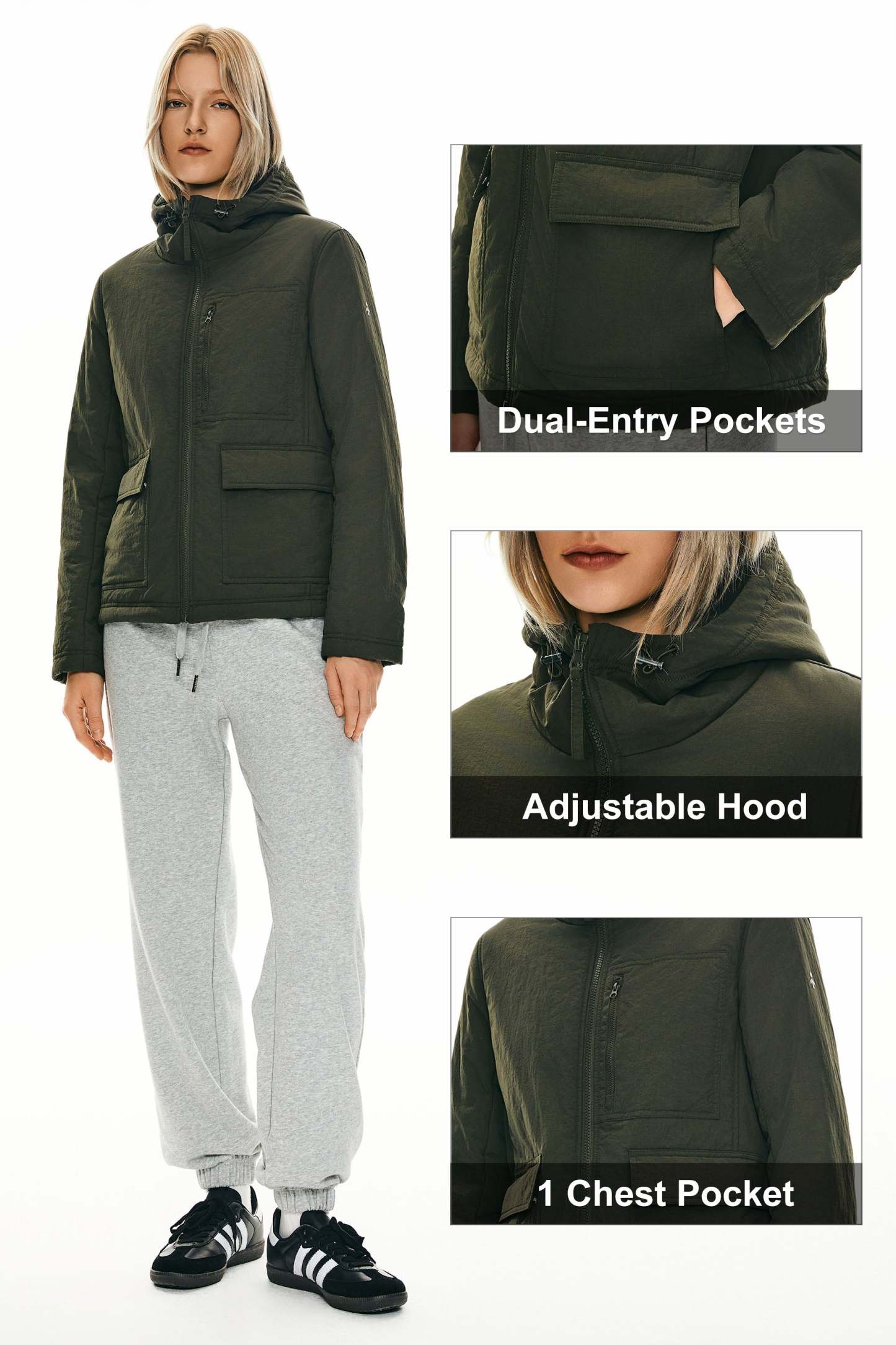 Hooded Lightweight Jacket Zip Up