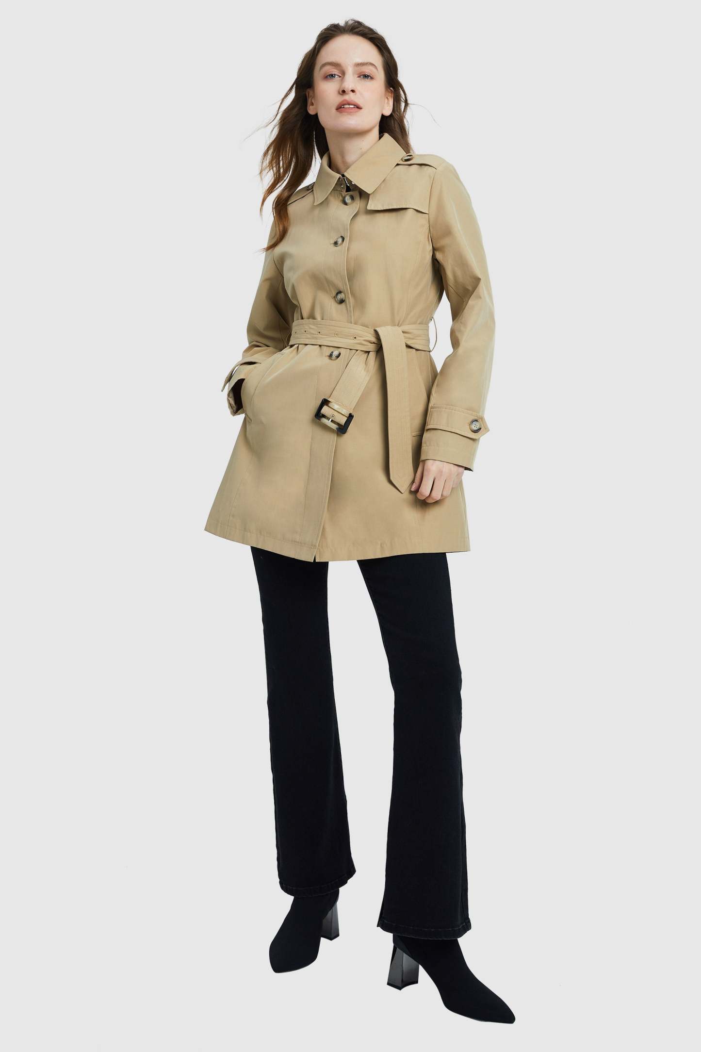 Classic Windproof Belted Hudson Trench
