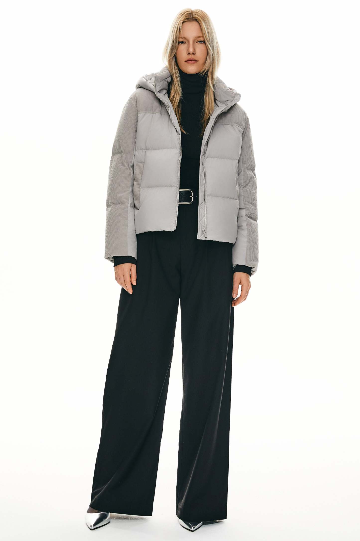 Cropped Down Puffer Jacket Winter Hooded