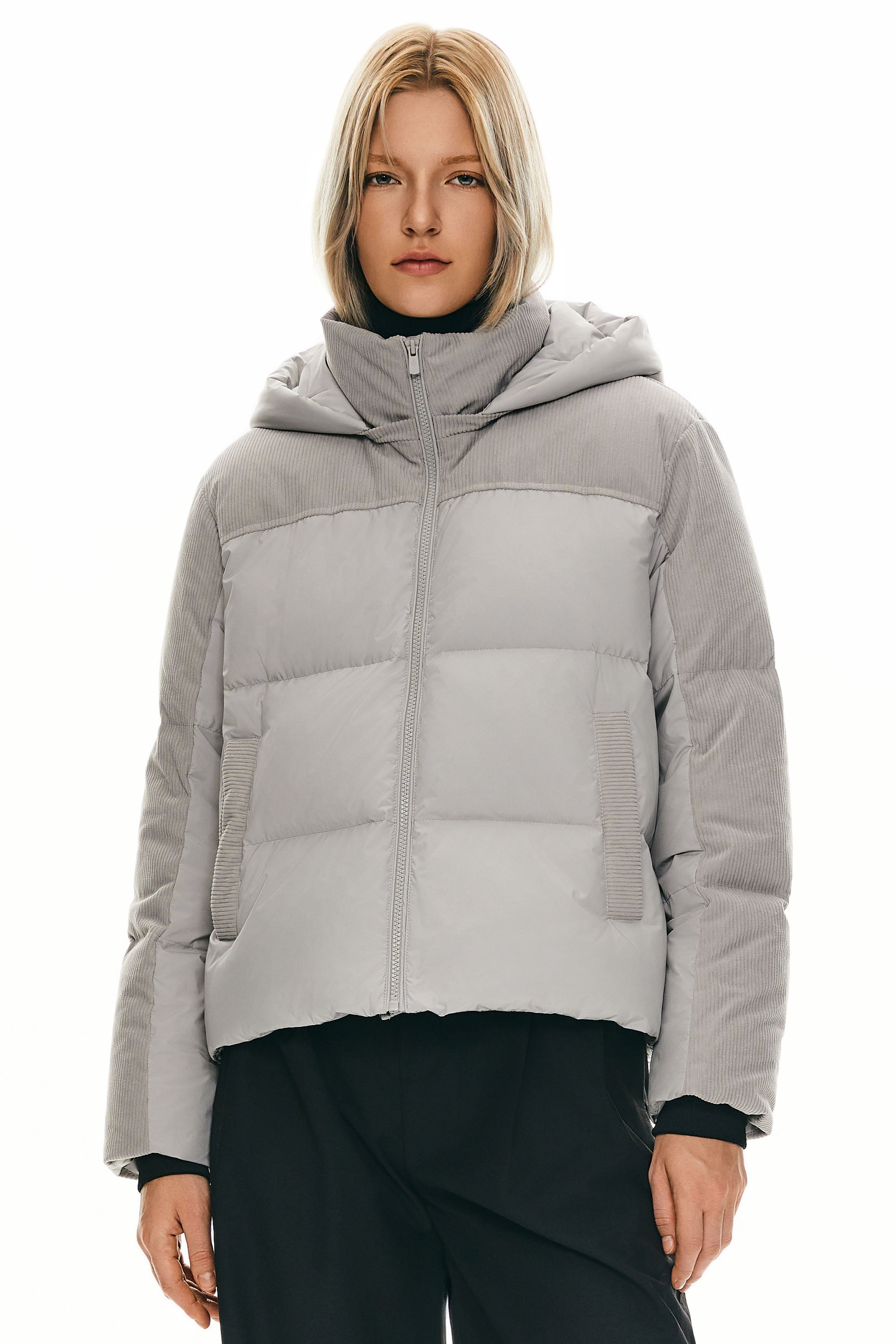 Cropped Down Puffer Jacket Winter Hooded