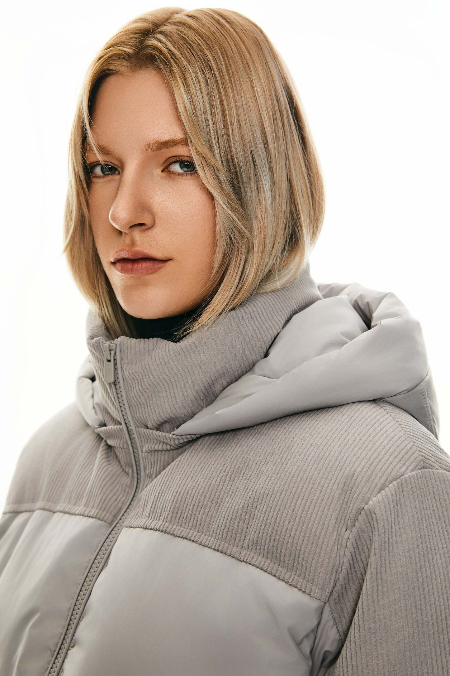 Cropped Down Puffer Jacket Winter Hooded
