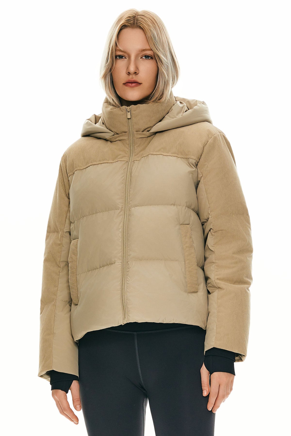 Cropped Down Puffer Jacket Winter Hooded