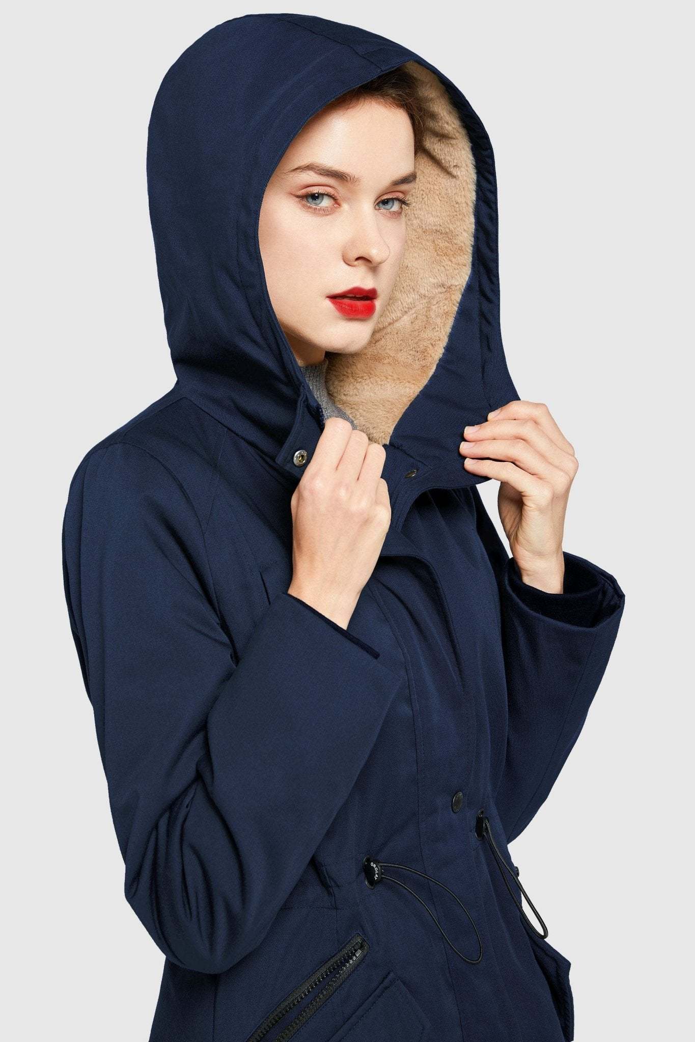 Fleece-Lined Hooded Parka Jacket with Pockets
