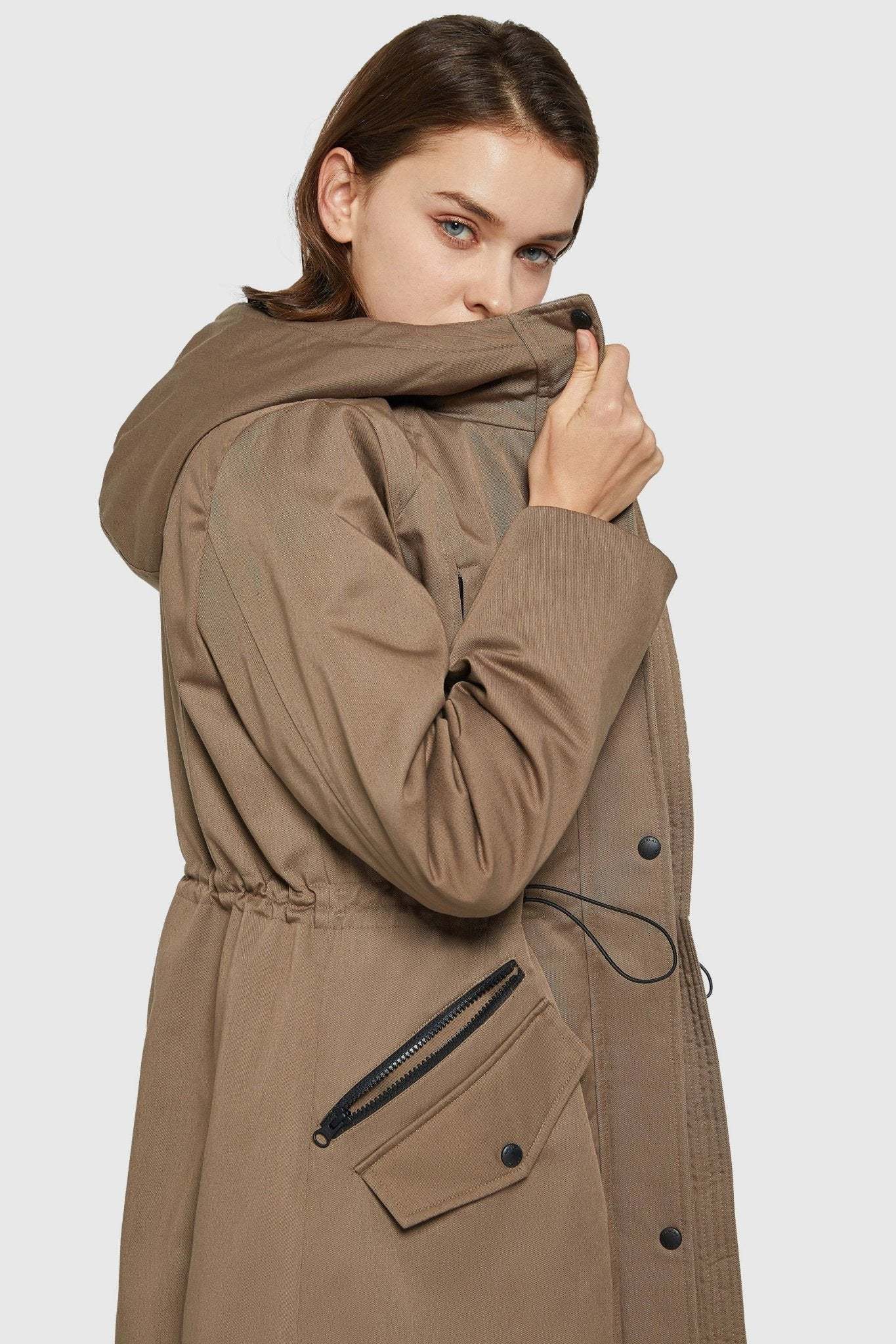 Fleece-Lined Hooded Parka Jacket with Pockets