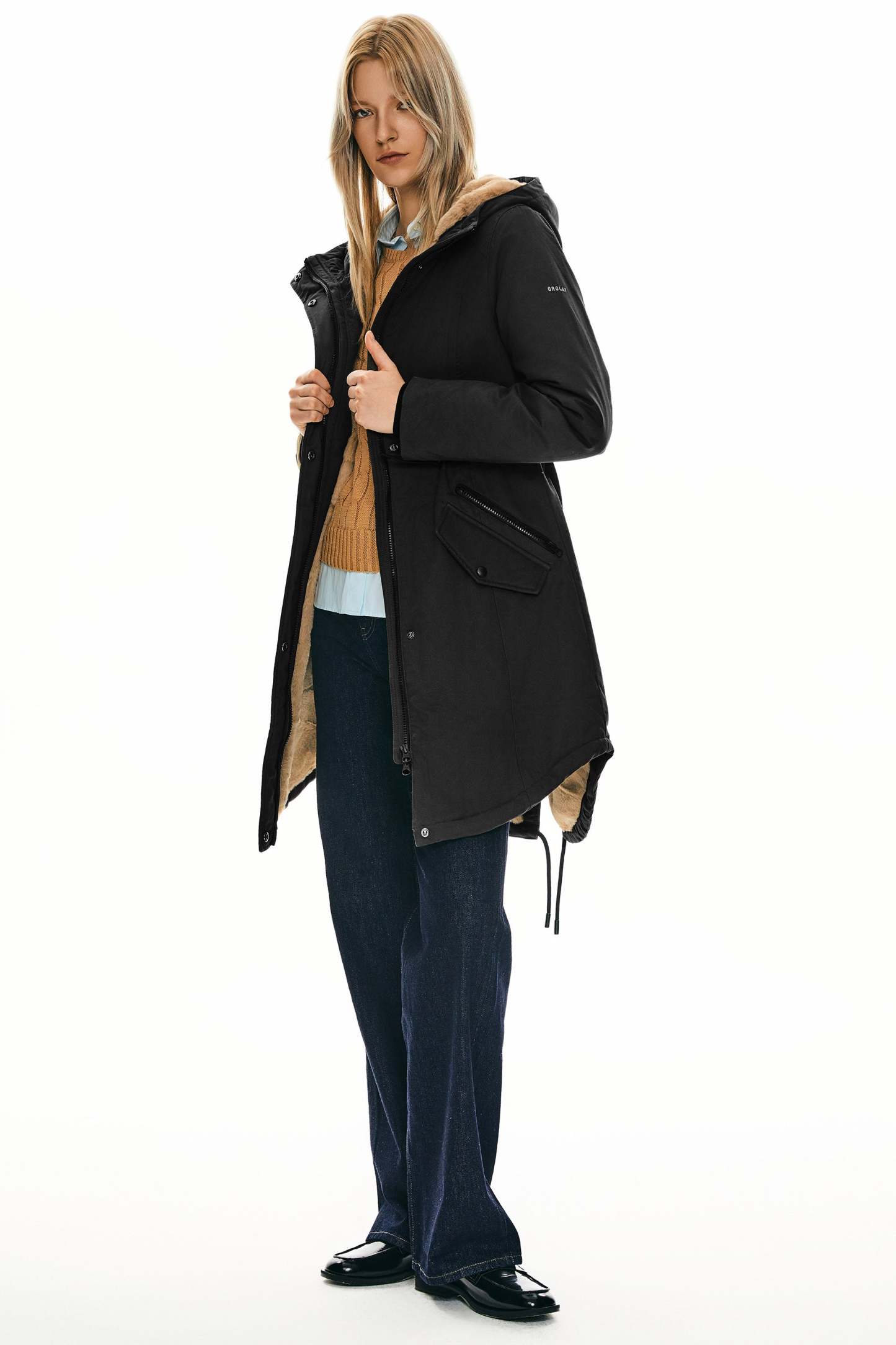 Fleece-Lined Hooded Parka Jacket with Pockets