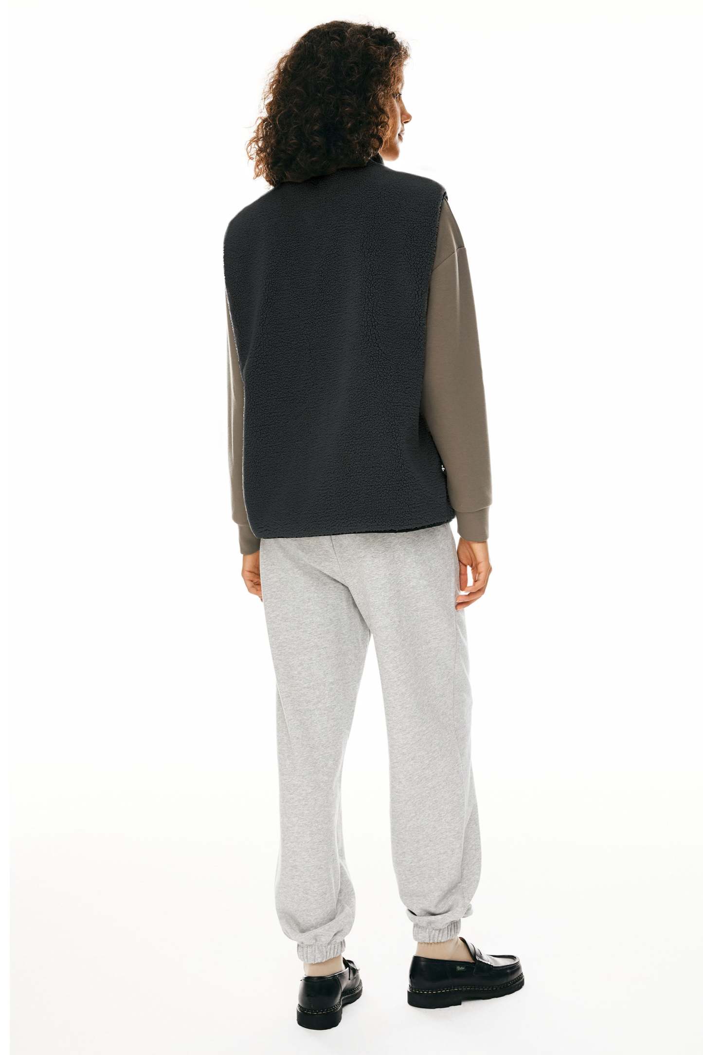 Oversized Fleece Reversible Vest Sherpa with Pockets