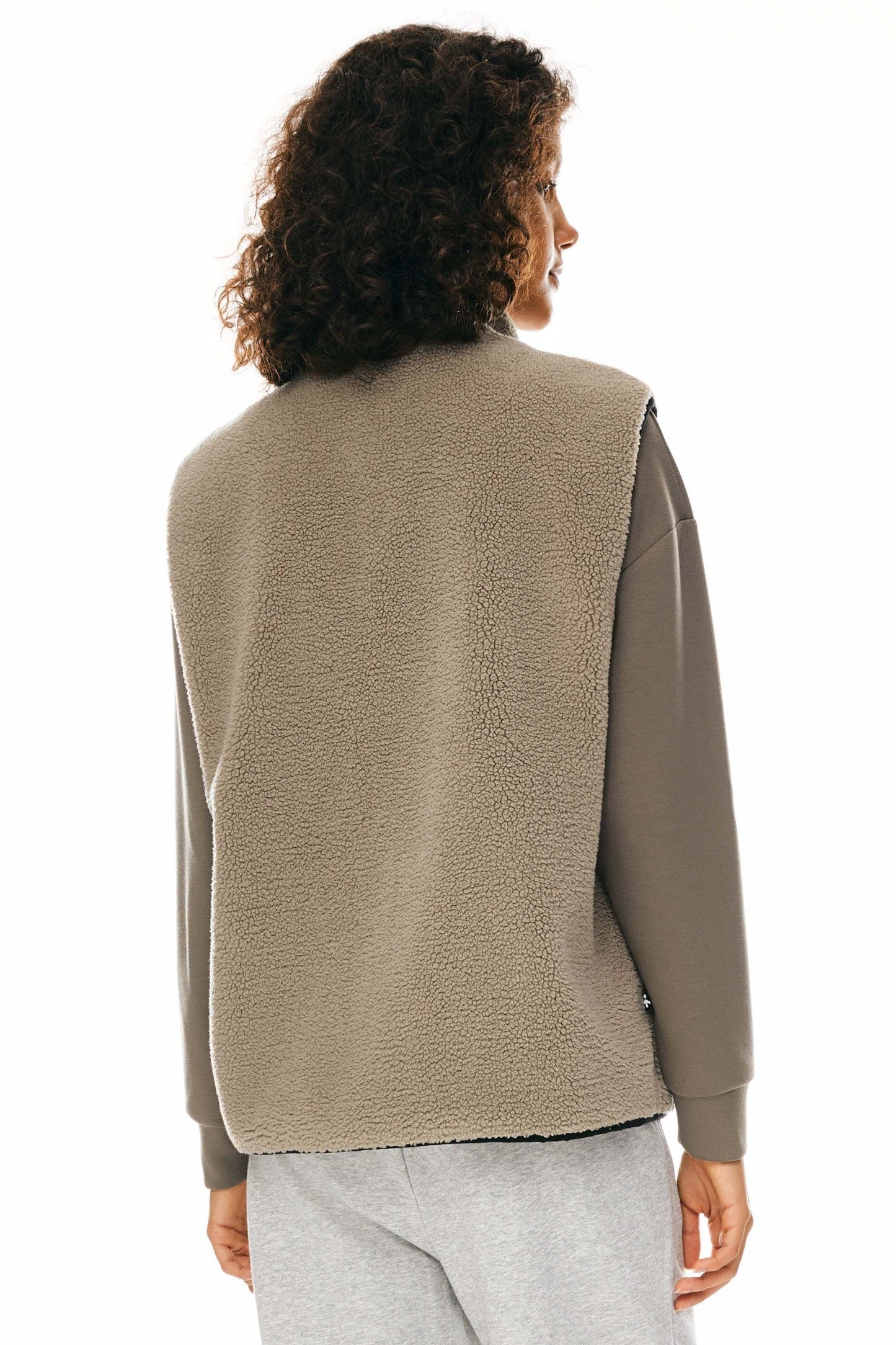 Oversized Fleece Reversible Vest Sherpa with Pockets