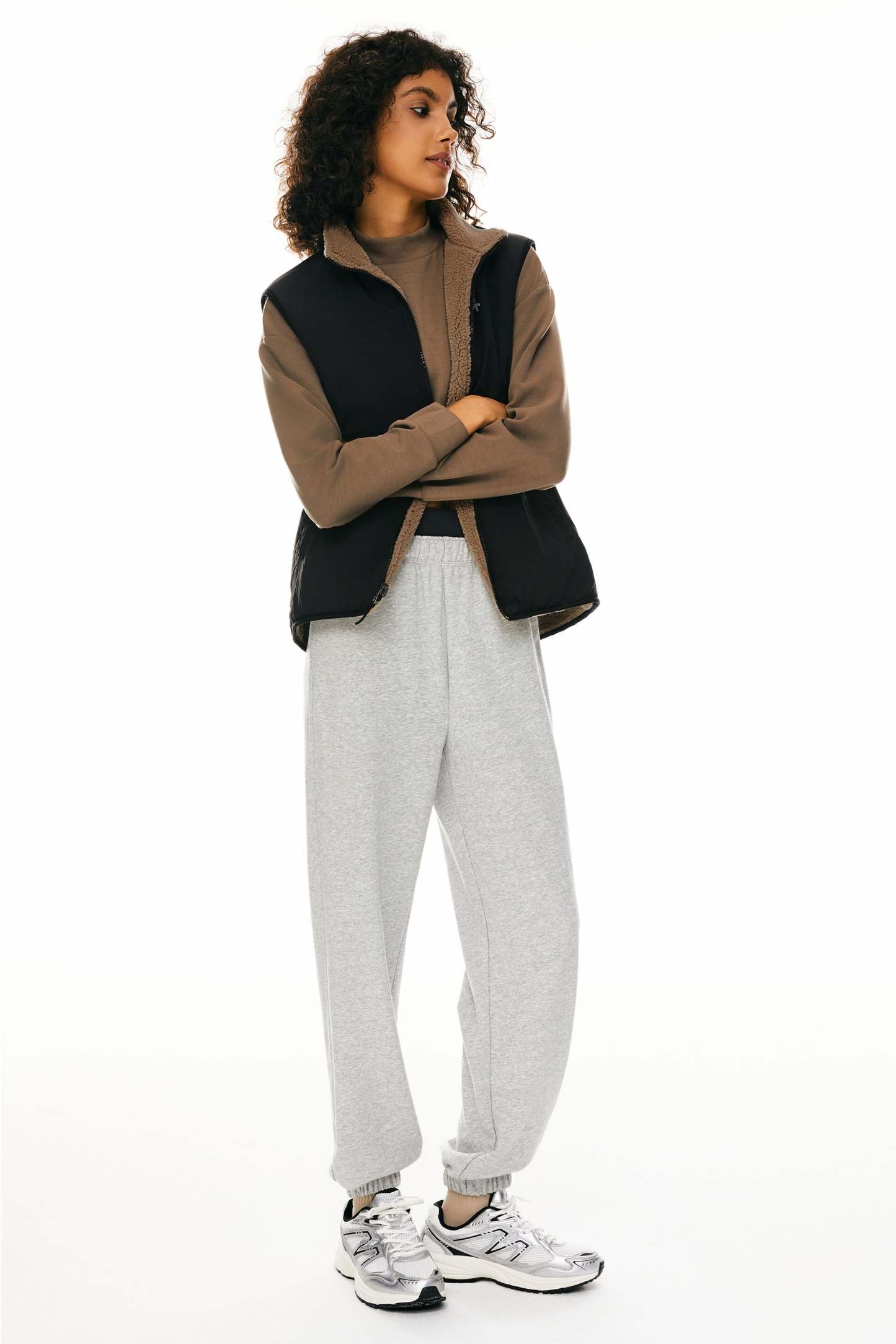 Oversized Fleece Reversible Vest Sherpa with Pockets