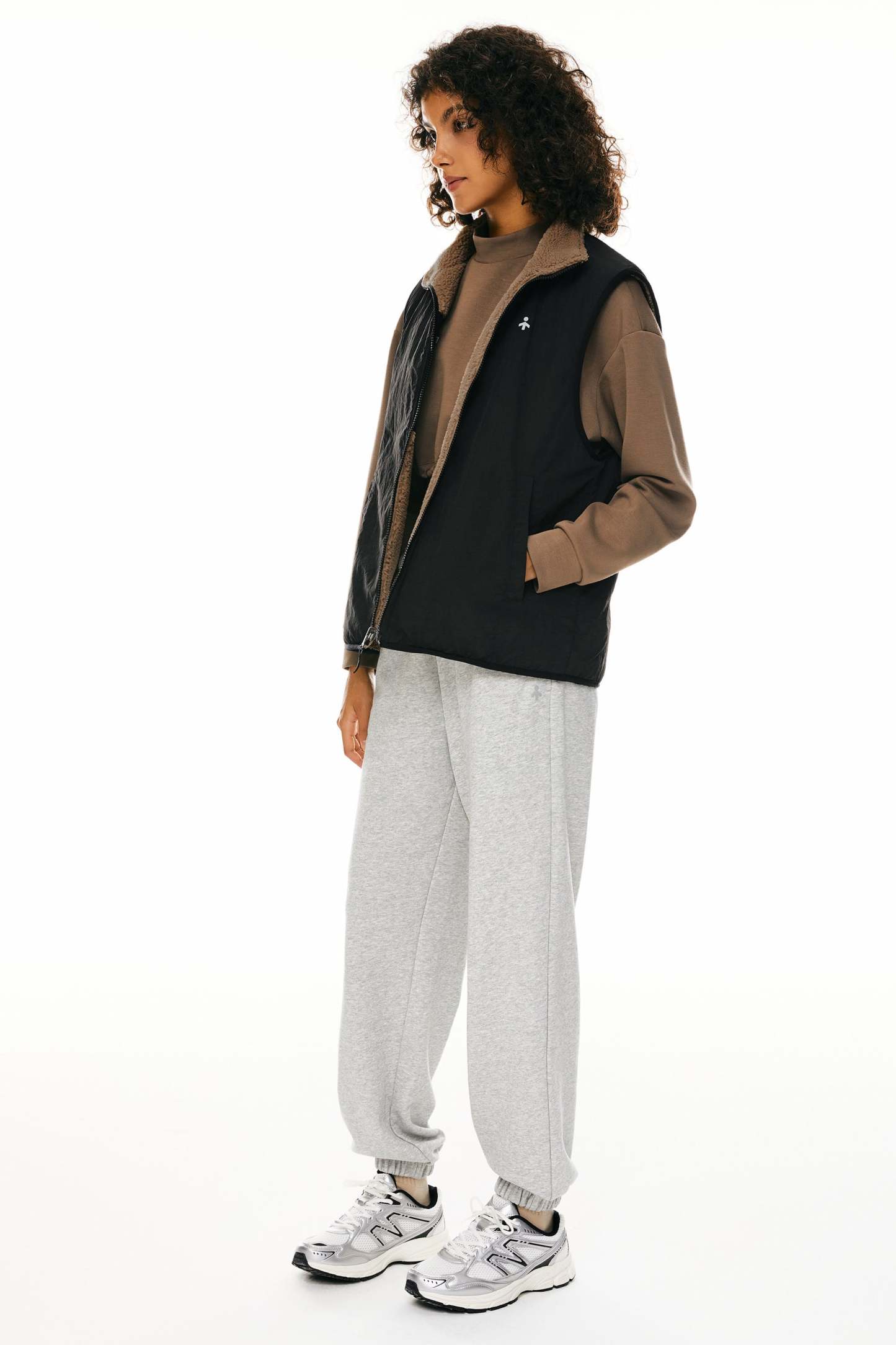 Oversized Fleece Reversible Vest Sherpa with Pockets