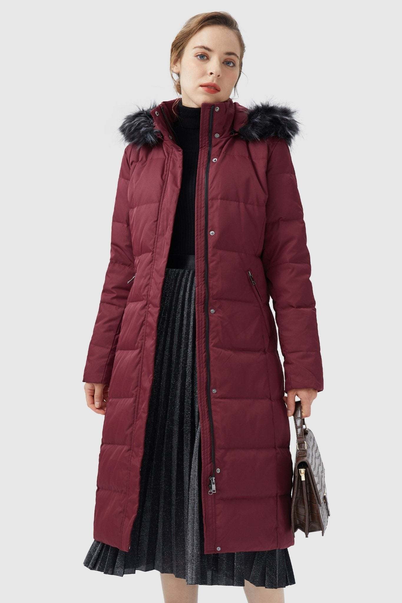 Long Puffer Faux Fur Hood Down Coat