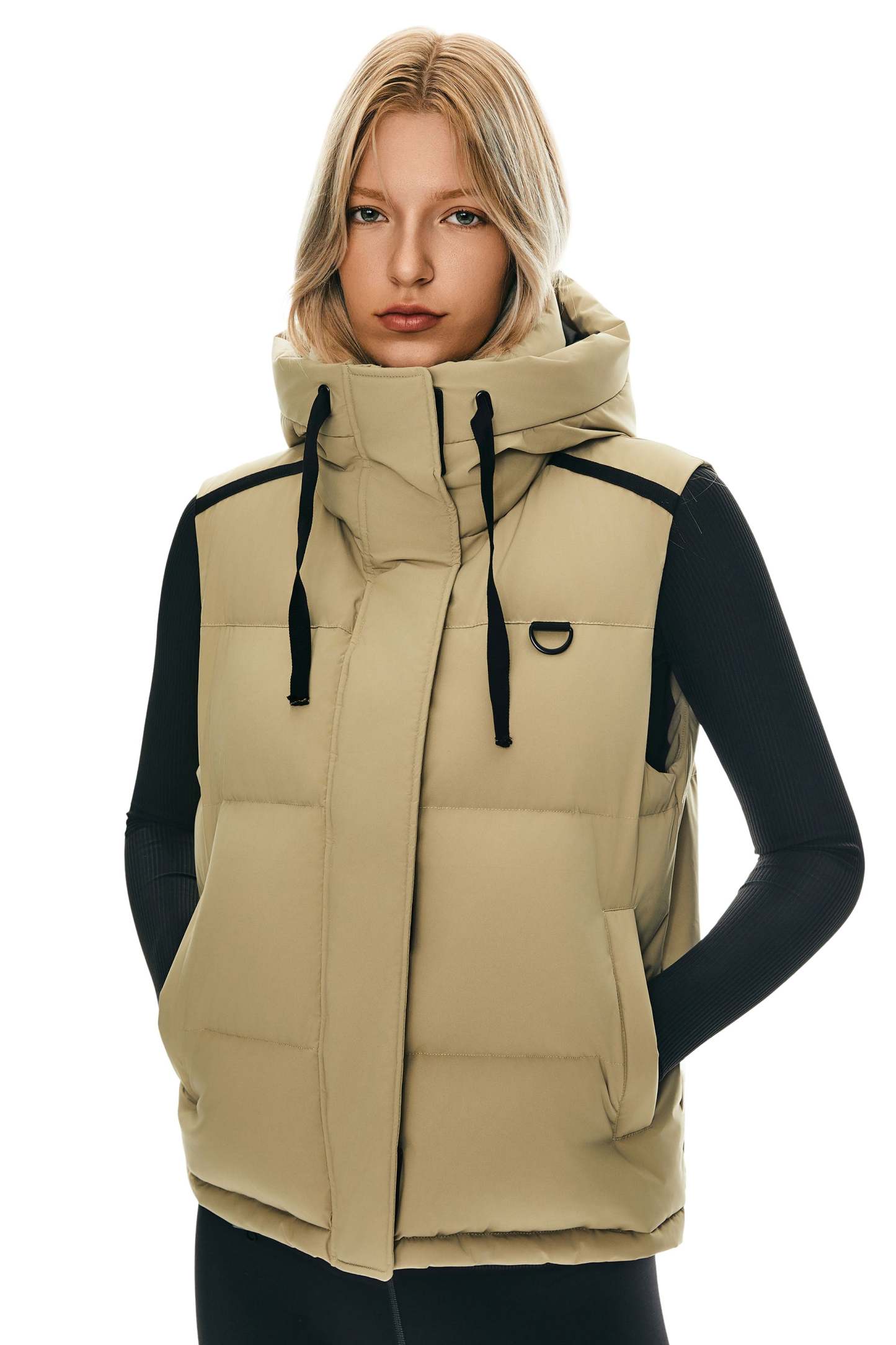Puffer Down Vest Hooded Cropped Zip Up