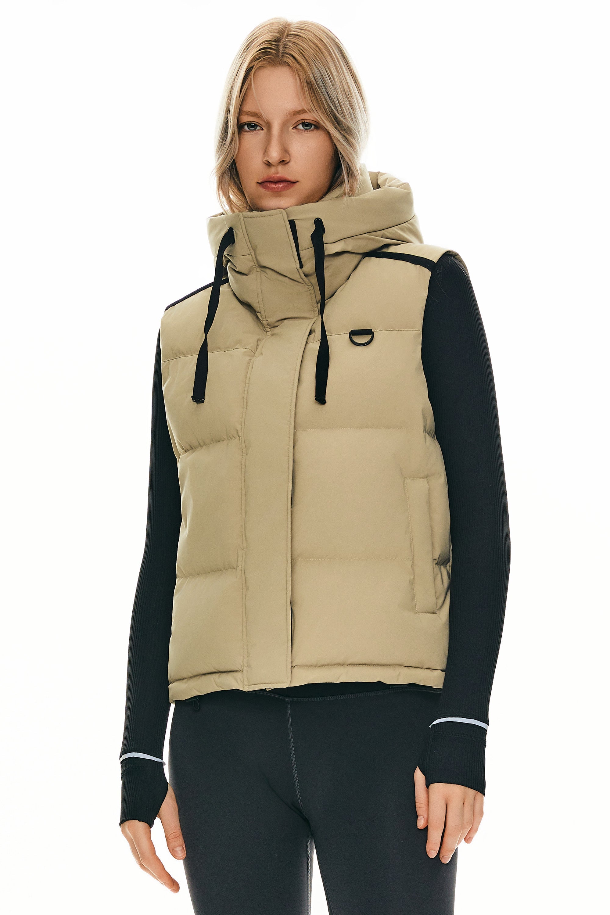 Puffer Down Vest Hooded Cropped Zip Up
