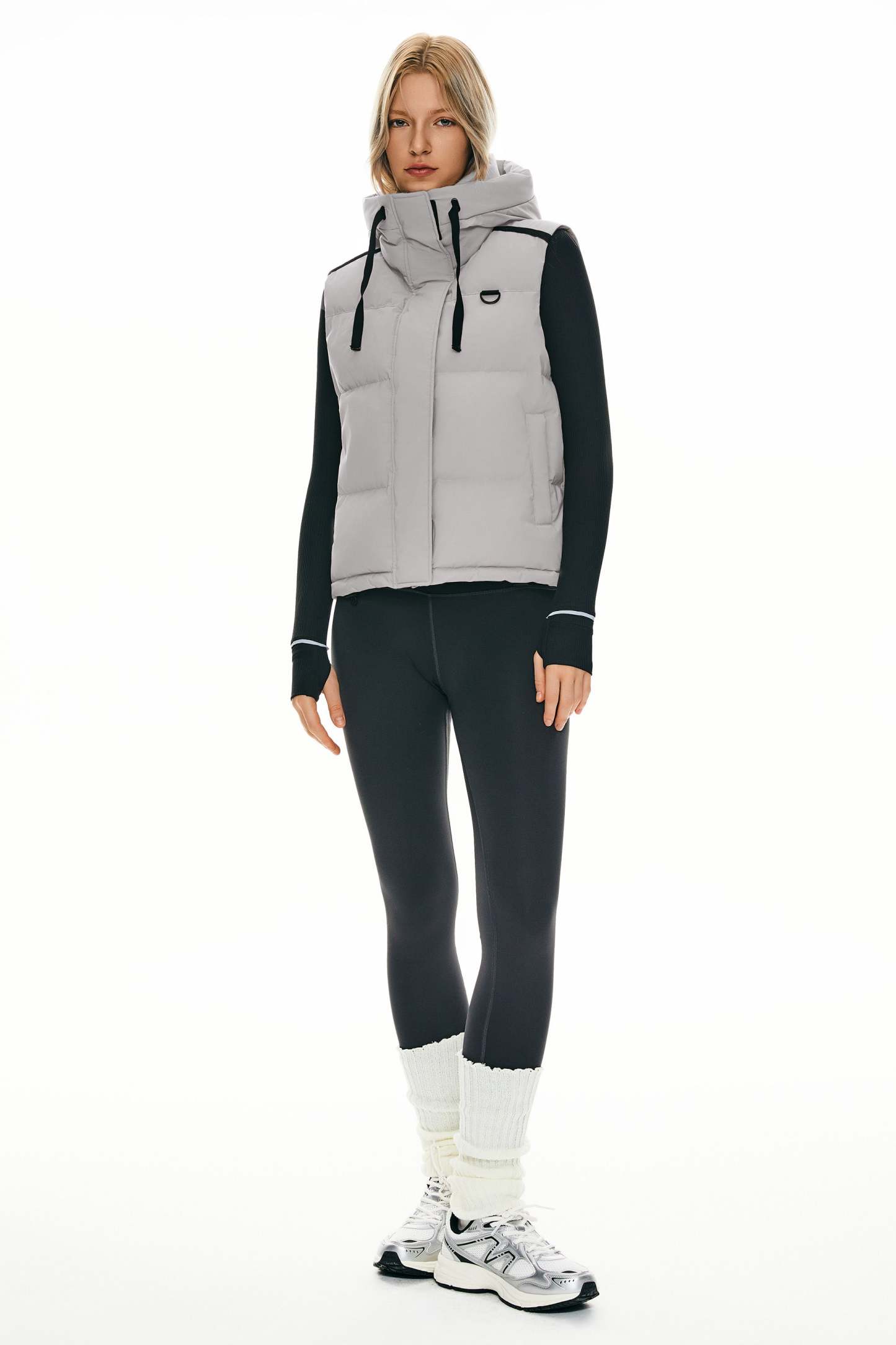 Puffer Down Vest Hooded Cropped Zip Up