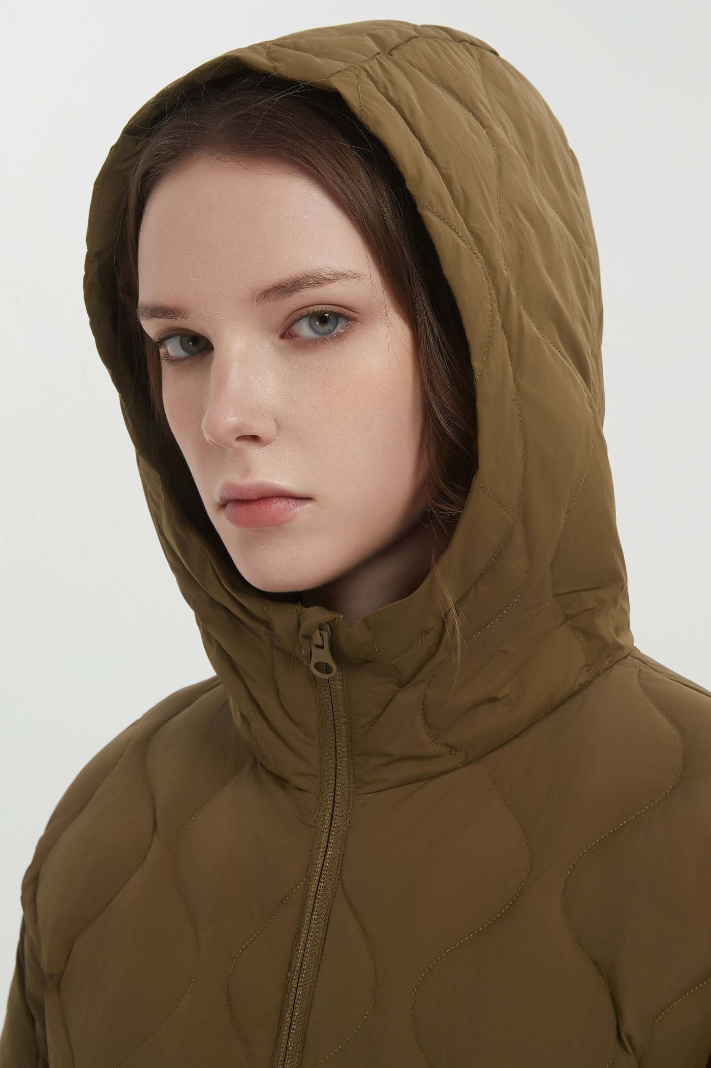 Down Puffer Jacket Half Zip Hoodies Coat